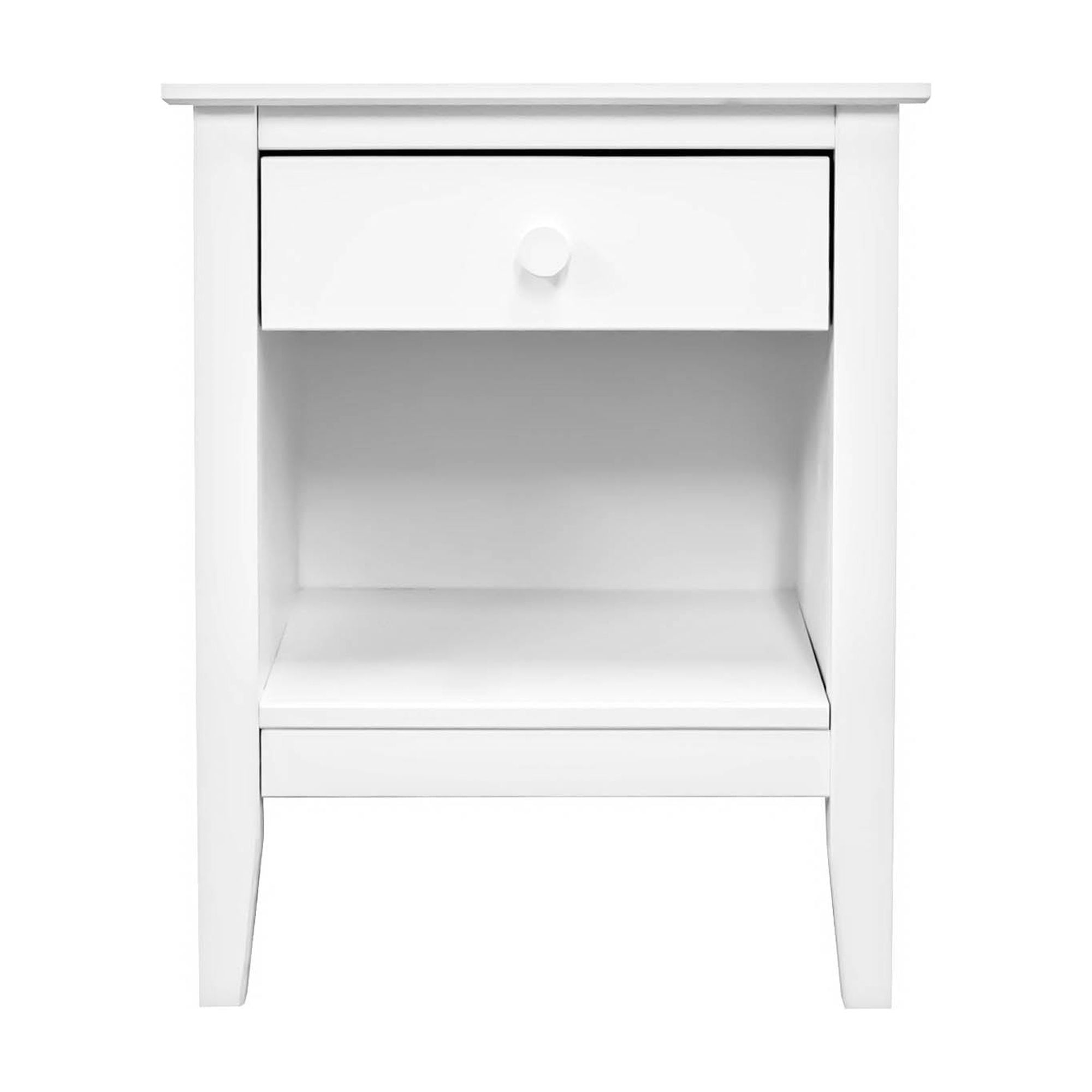 White Solid Wood Single Drawer End Table with Cubby