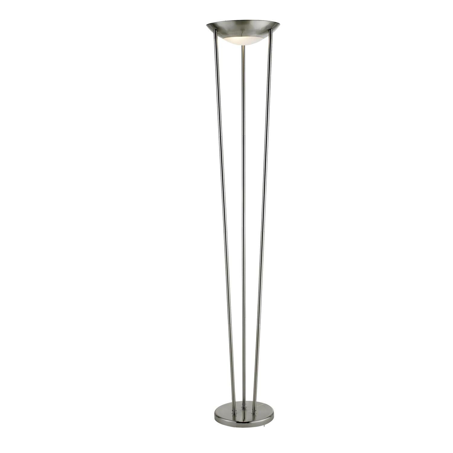 Odyssey Brushed Steel 71" Torchiere Floor Lamp with Frosted Glass