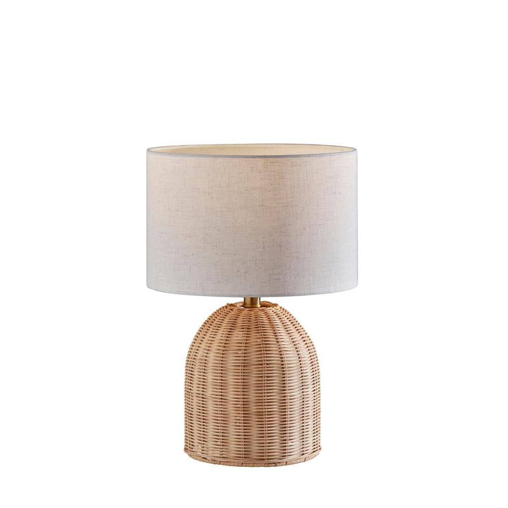 Bali 18.25" Natural Rattan Table Lamp with Off-White Shade