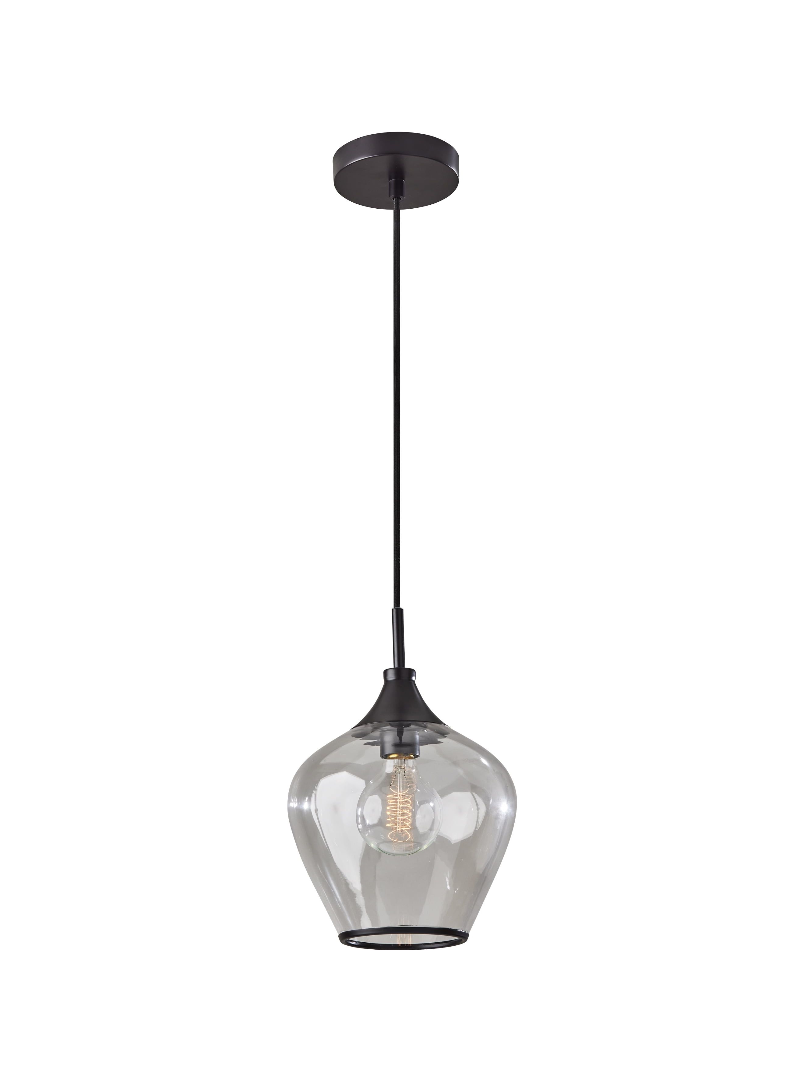 Bradford Dark Bronze Mini Pendant Light with Clear Glass Shade