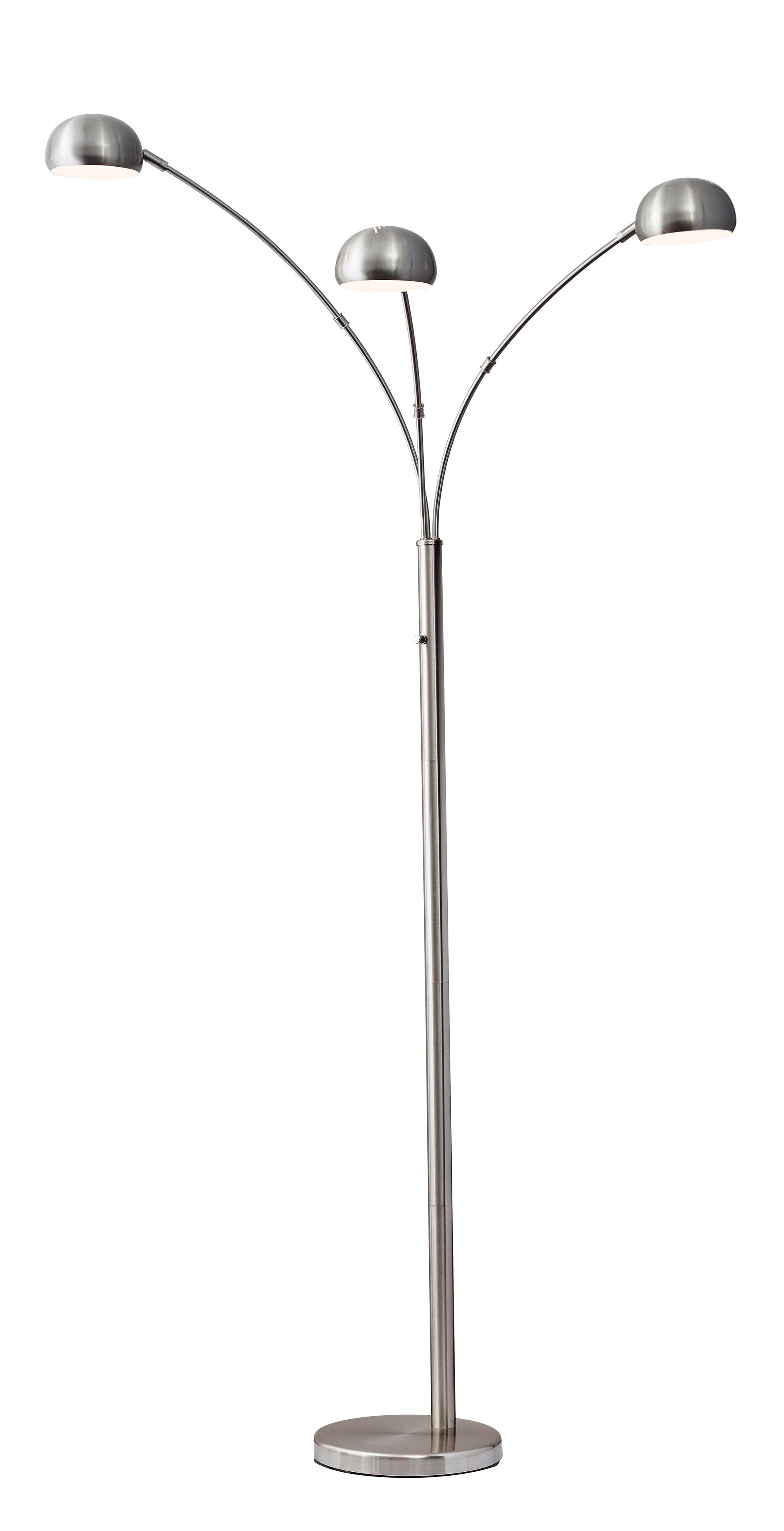 Adjustable Silver Steel Arc Floor Lamp with Marble Base