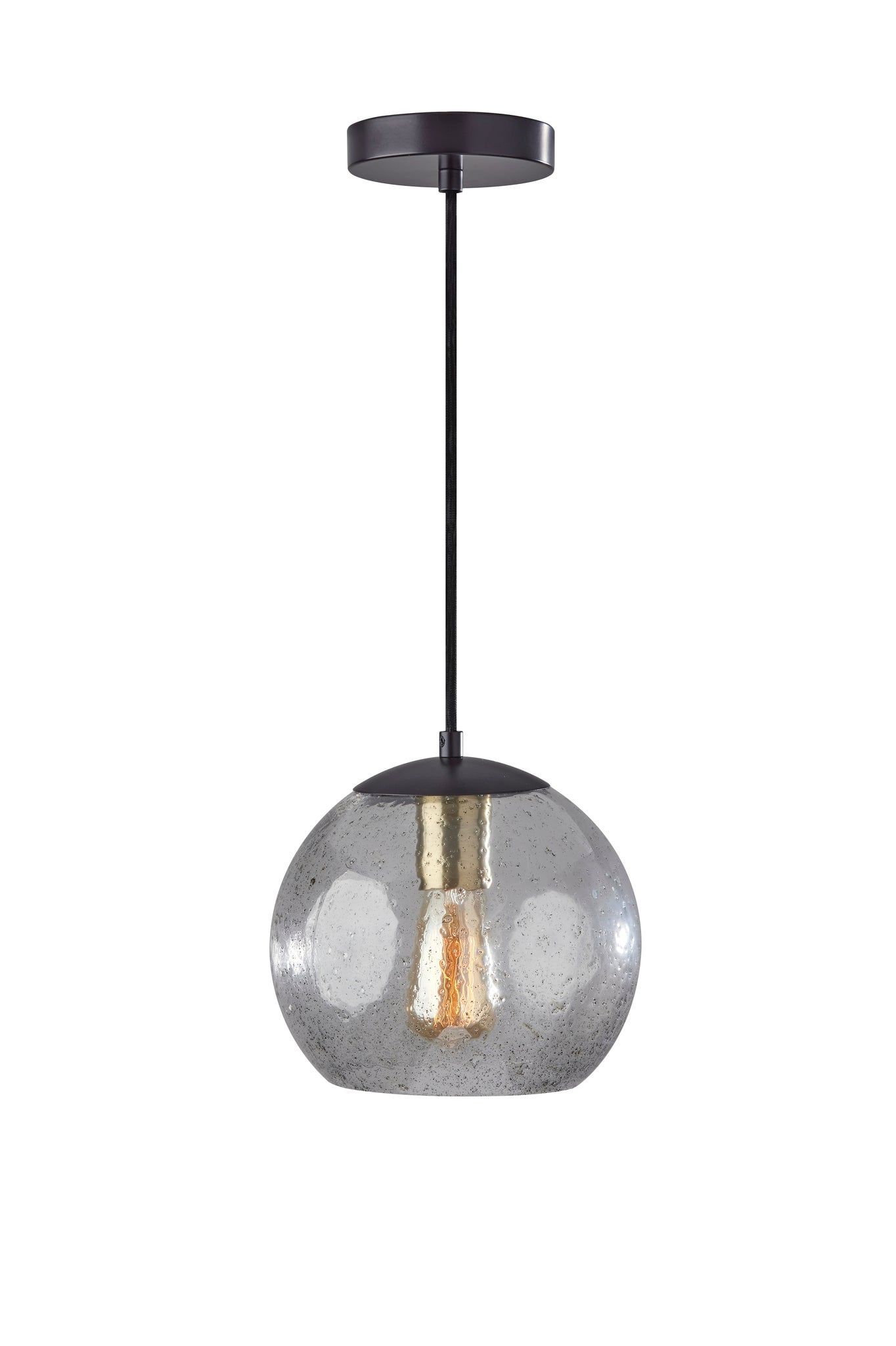 Mini Globe Pendant Light with Speckled Glass and Bronze Finish