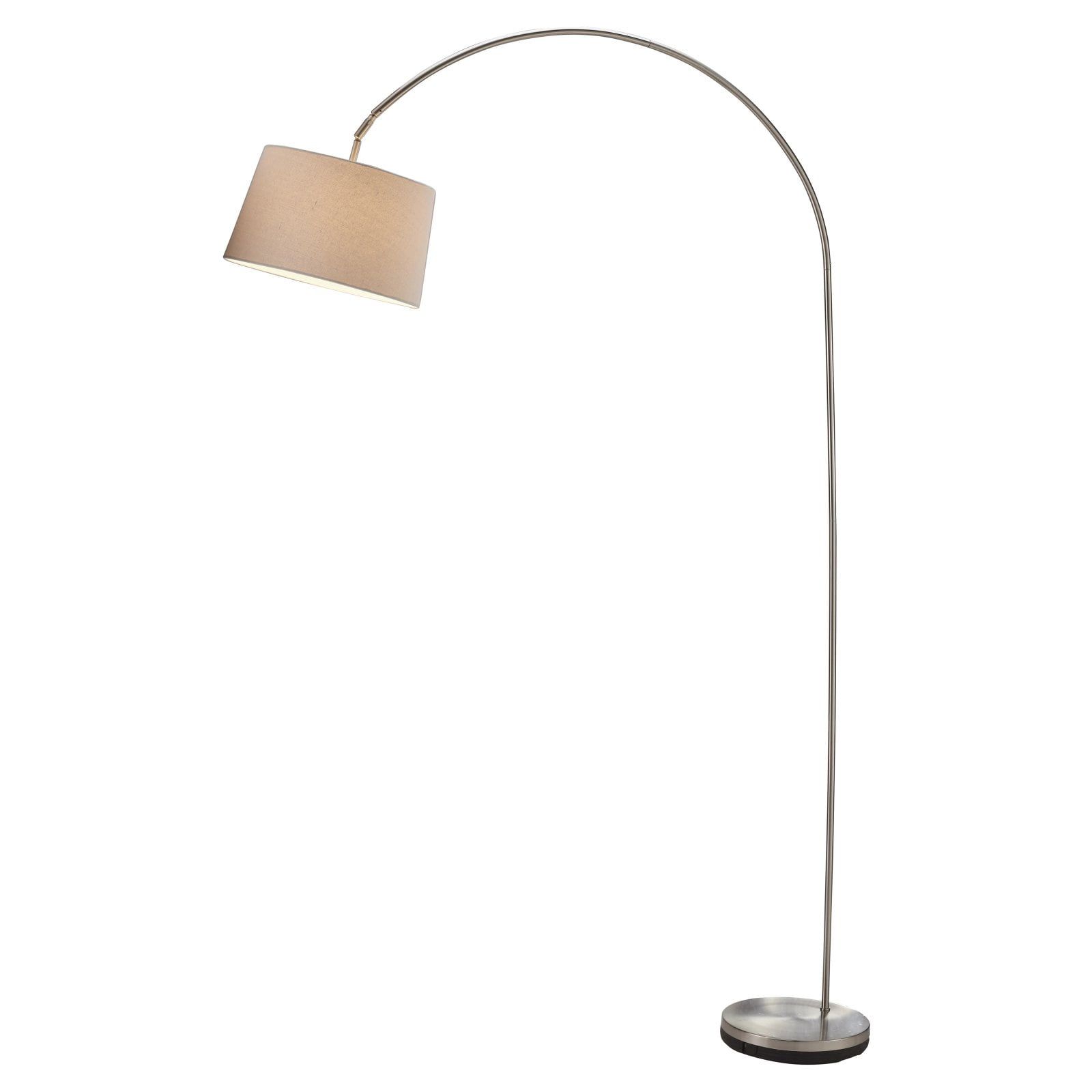 Brushed Steel Adjustable Arc Floor Lamp with Linen Shade