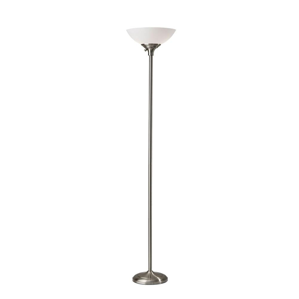 71" Brushed Steel Torchiere Floor Lamp with 3-Way Switch