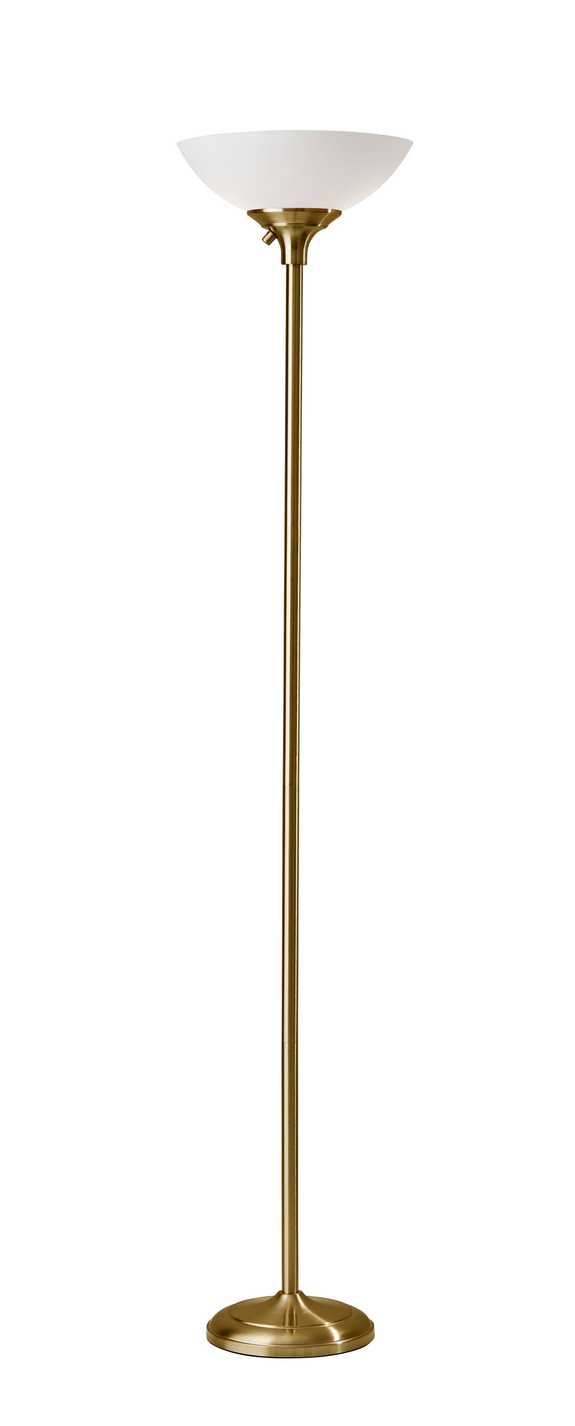 Antique Brass 71" Torchiere Floor Lamp with Frosted Shade