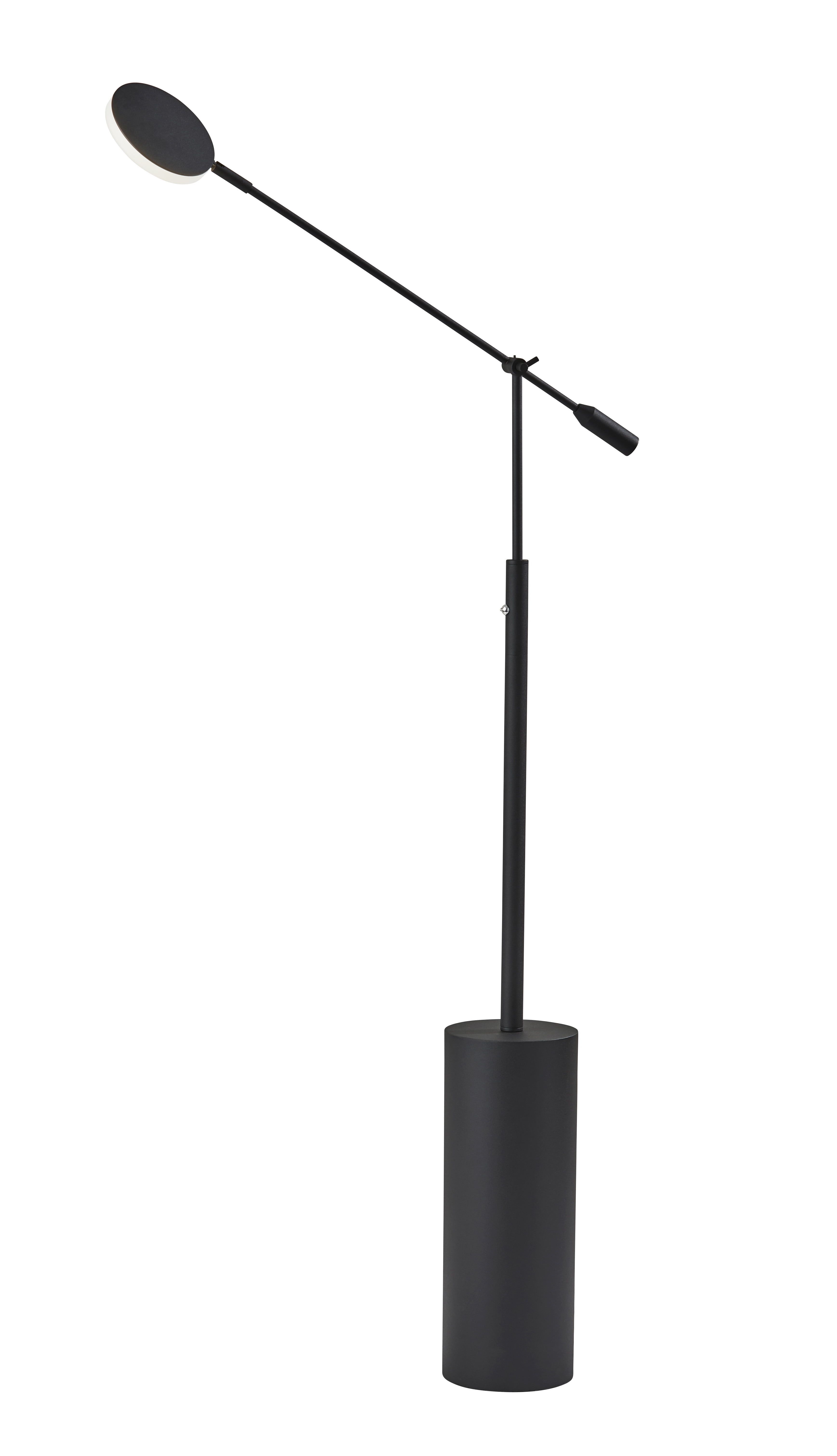 Adjustable Black Metal LED Floor Lamp with Diffuser