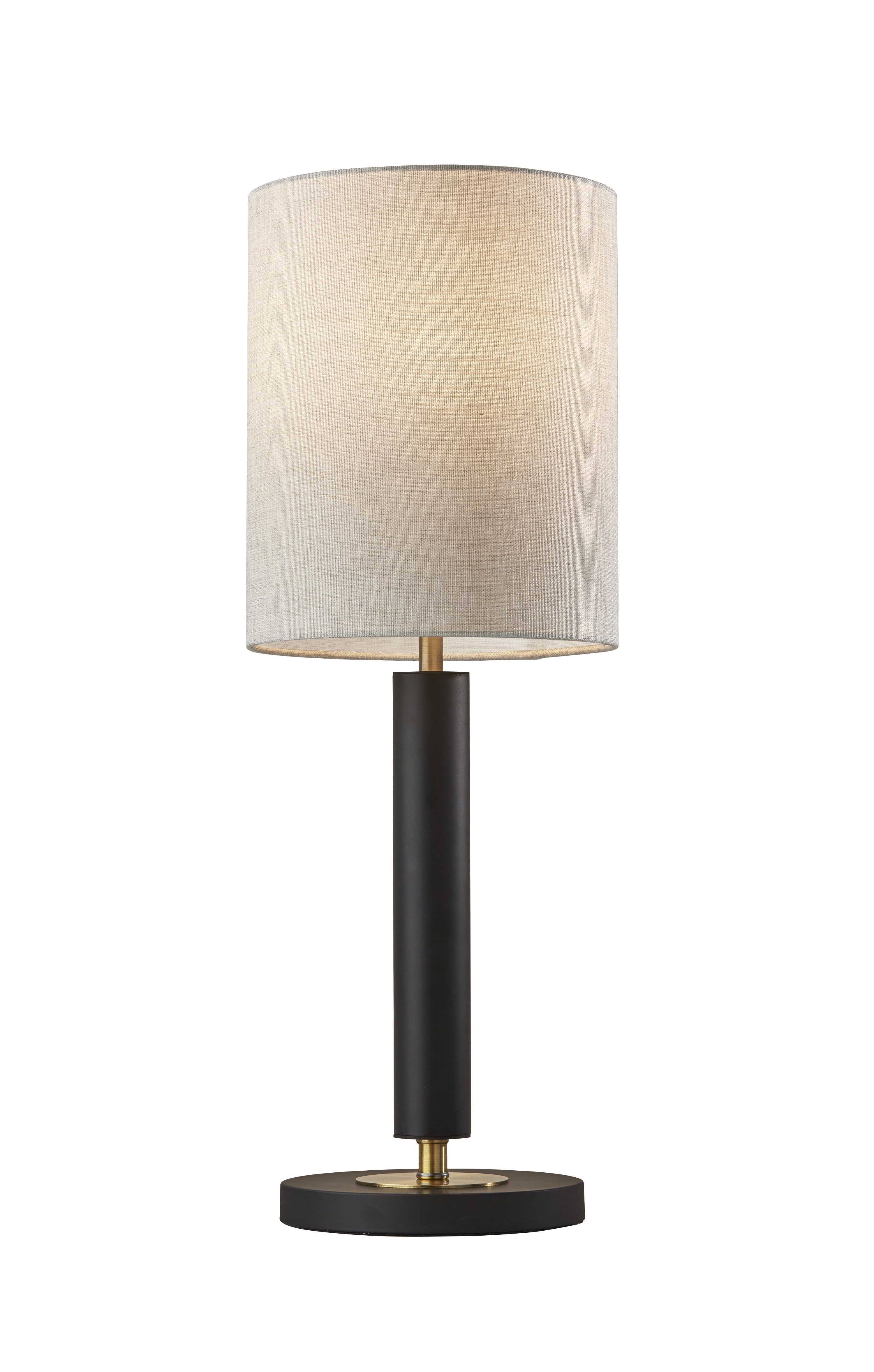 Modern Black and Brass Touch Sensor Desk Lamp with Fabric Shade