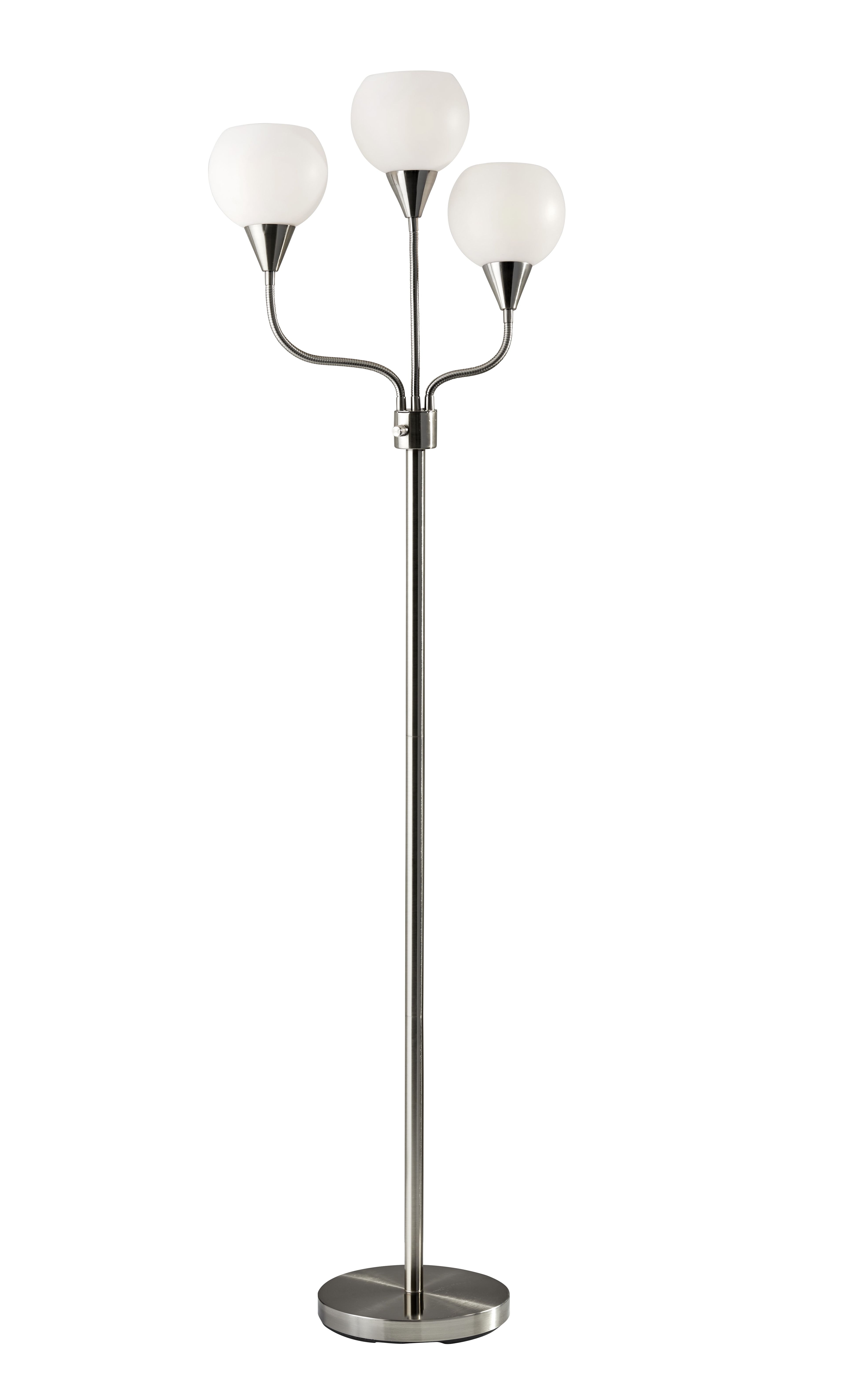 Arcadian 65.5" Adjustable Multi-Head White & Steel Floor Lamp