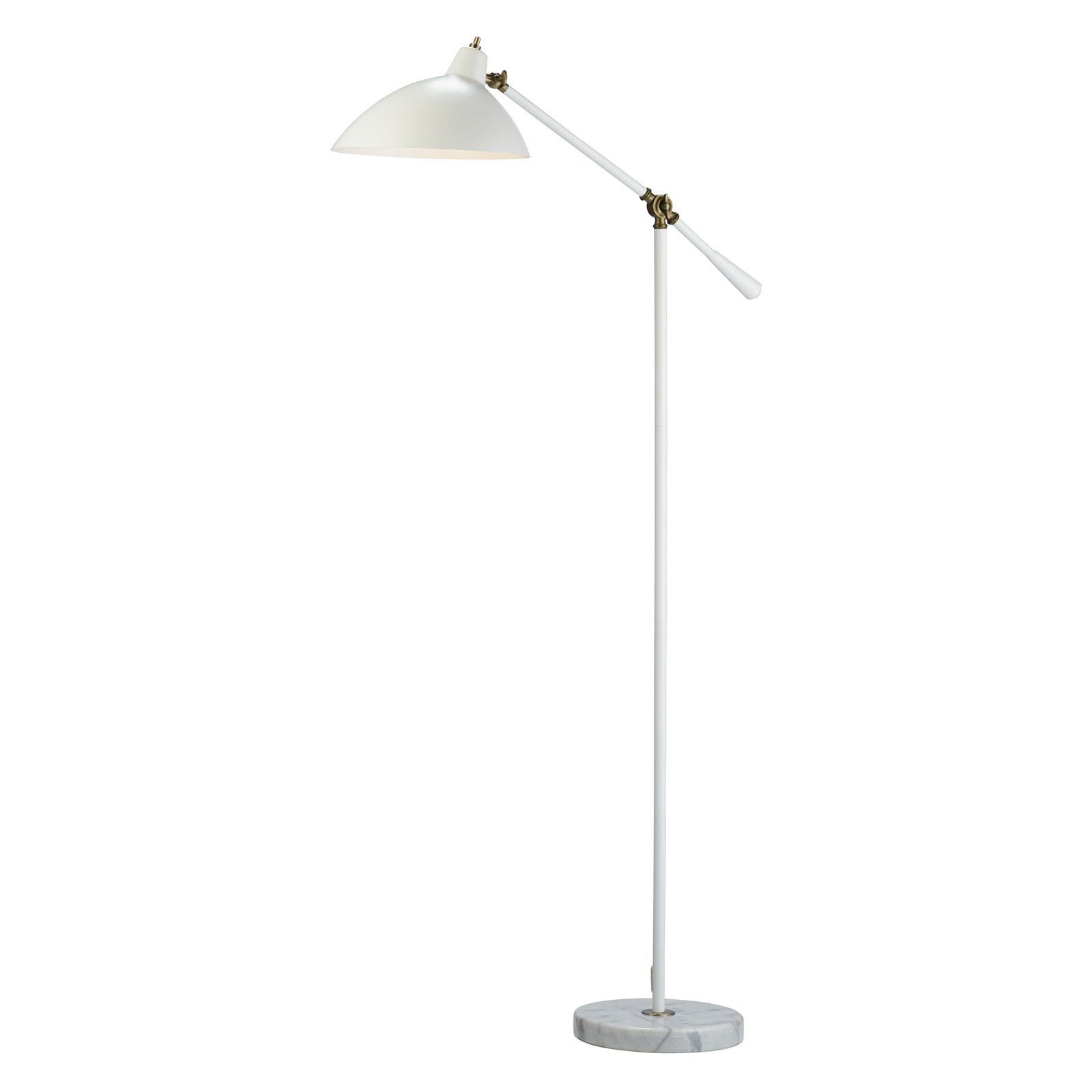 Peggy Mid-Century White and Antique Brass Adjustable Floor Lamp