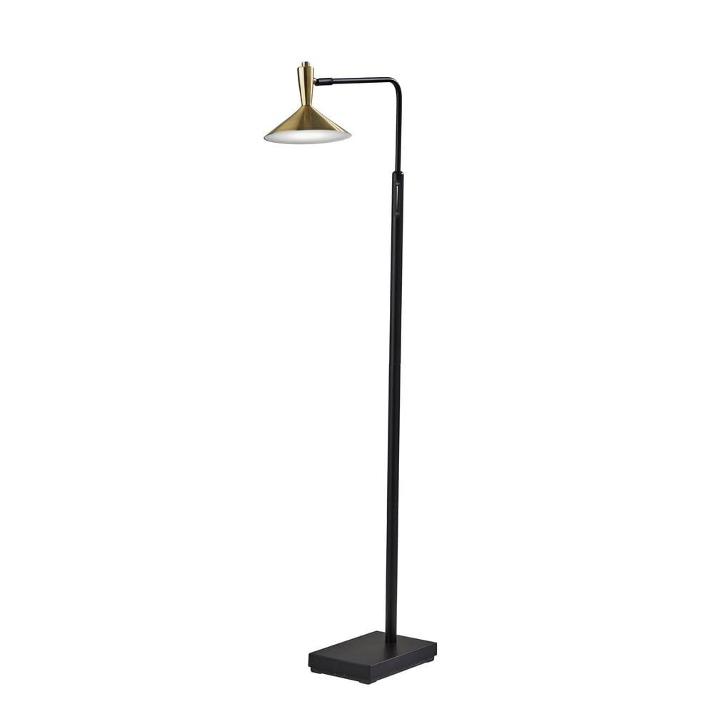 Mid-Century Modern Matte Black LED Floor Lamp with Touch Smart Switch