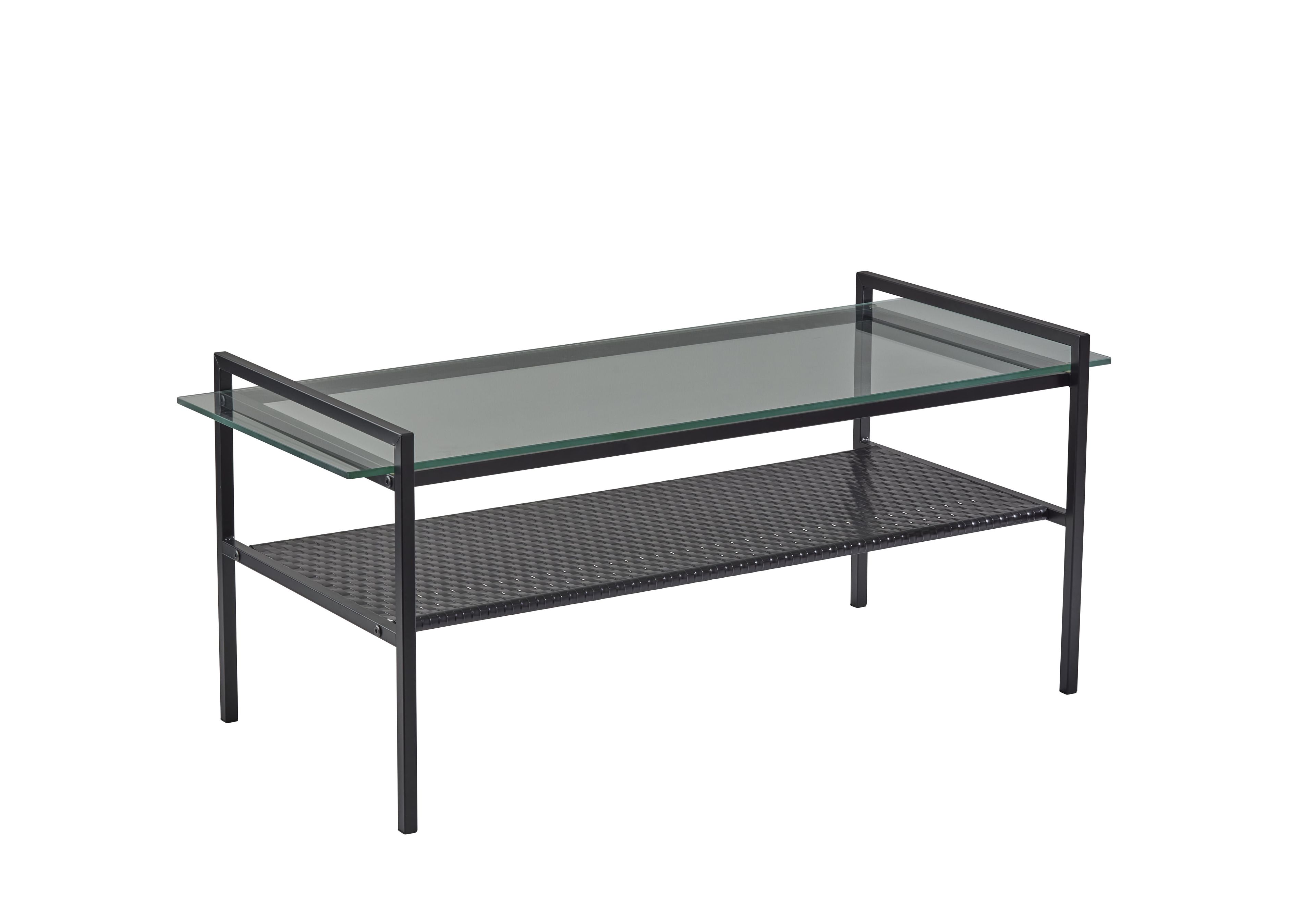 Pearson Black Metal and Glass Rectangular Coffee Table