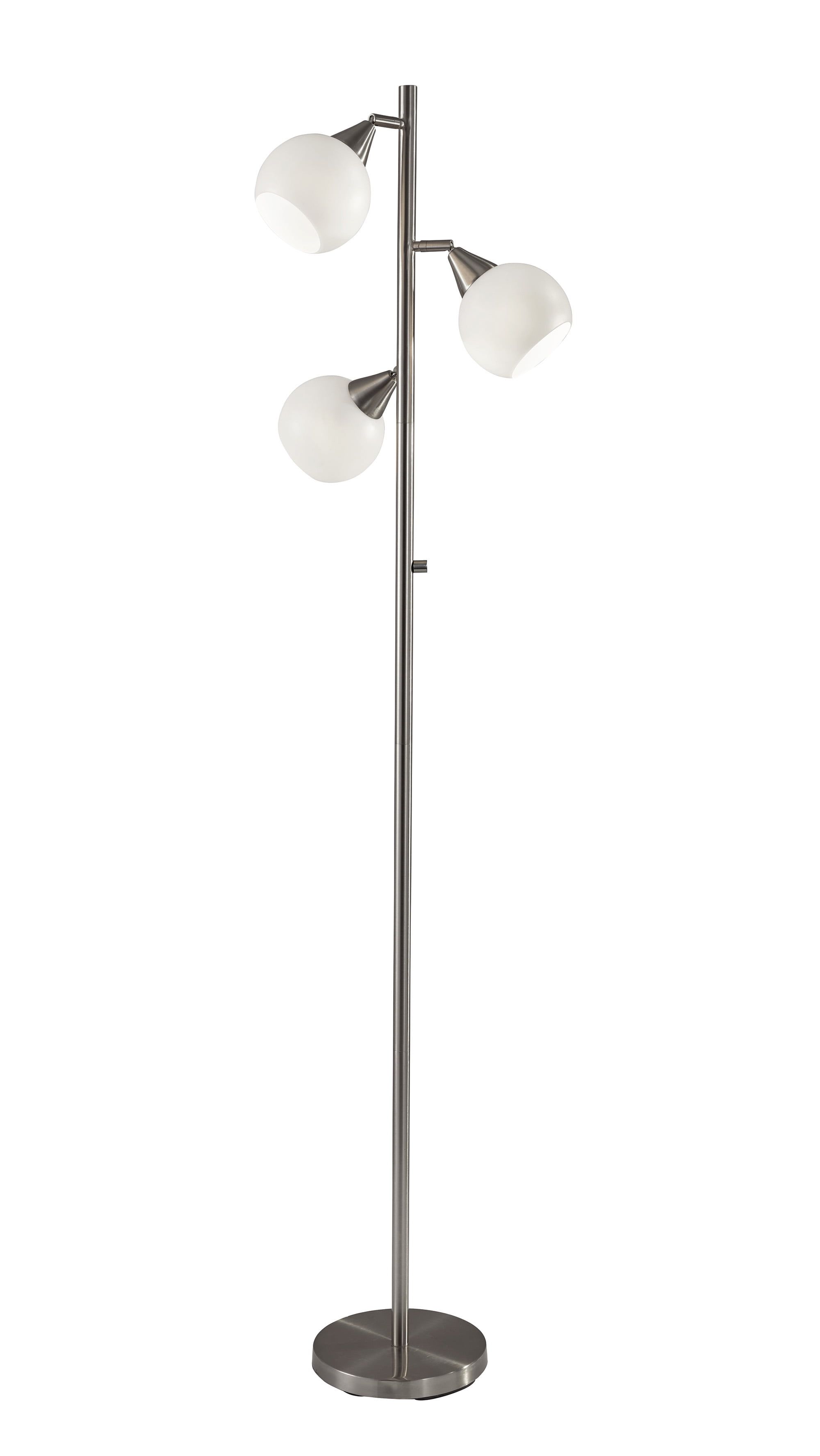 Adjustable White and Brushed Steel Tree Floor Lamp