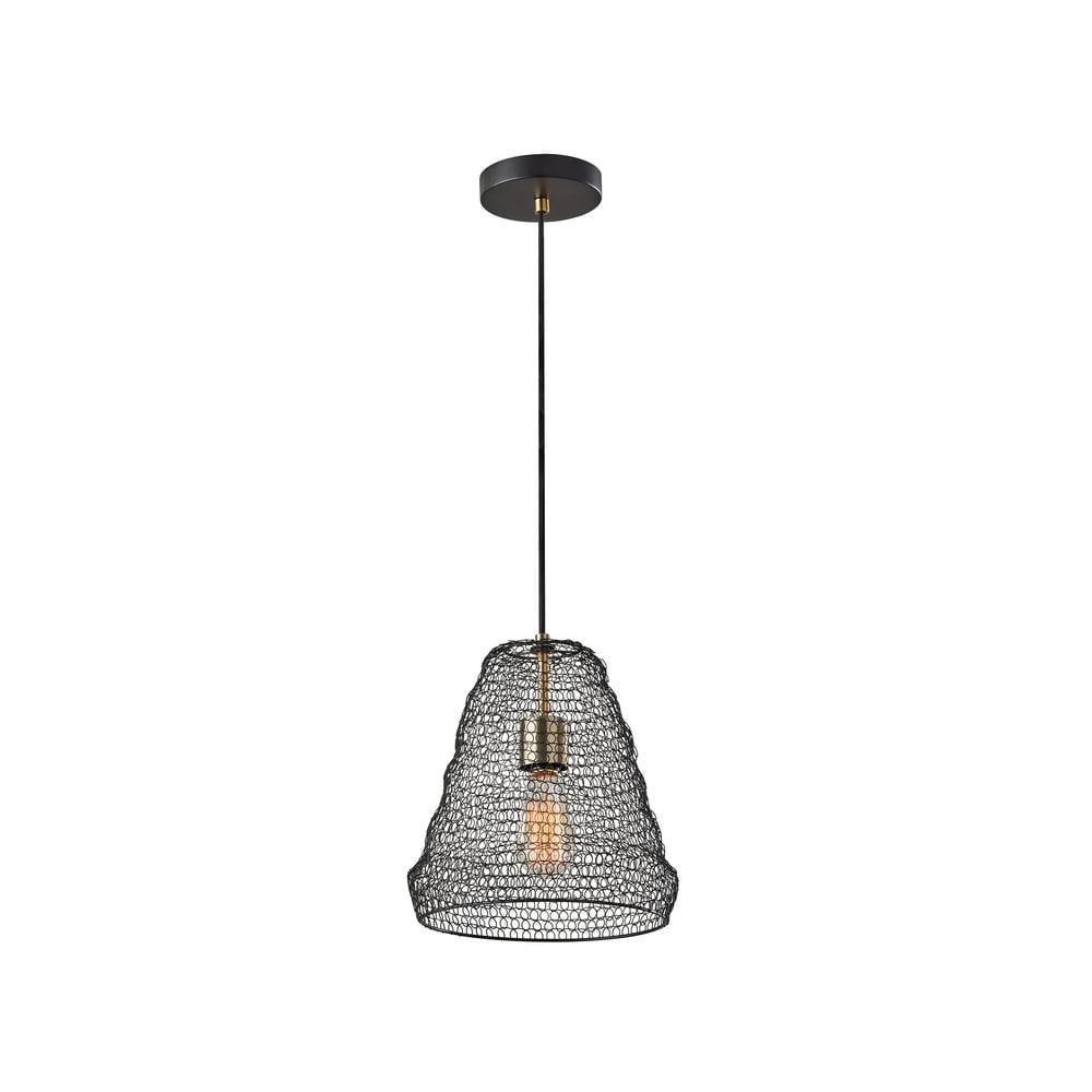 Black and Brass Industrial Mesh Pendant Light