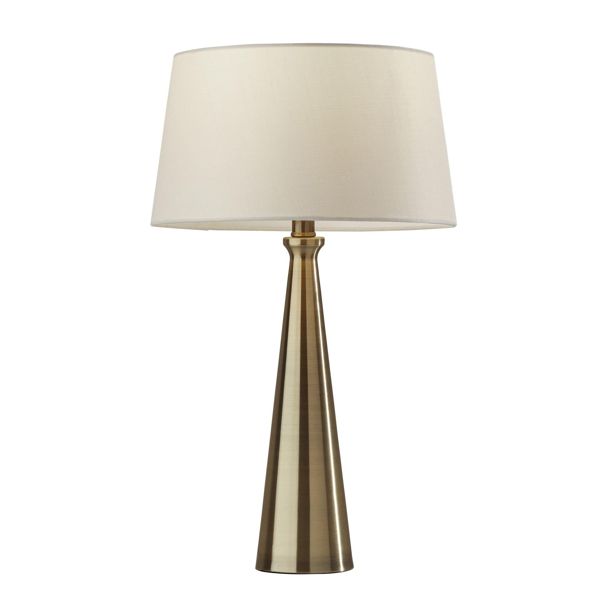 Lucy Adjustable Brass Table Lamp Set with Natural Fabric Shade