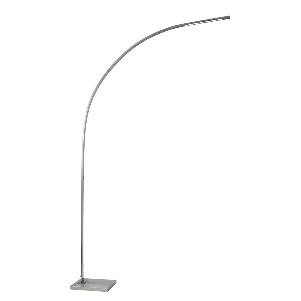 Sleek Brushed Steel LED Arc Floor Lamp with Dimmer