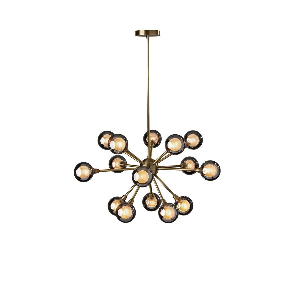 Antique Brass 15-Light Sputnik LED Chandelier