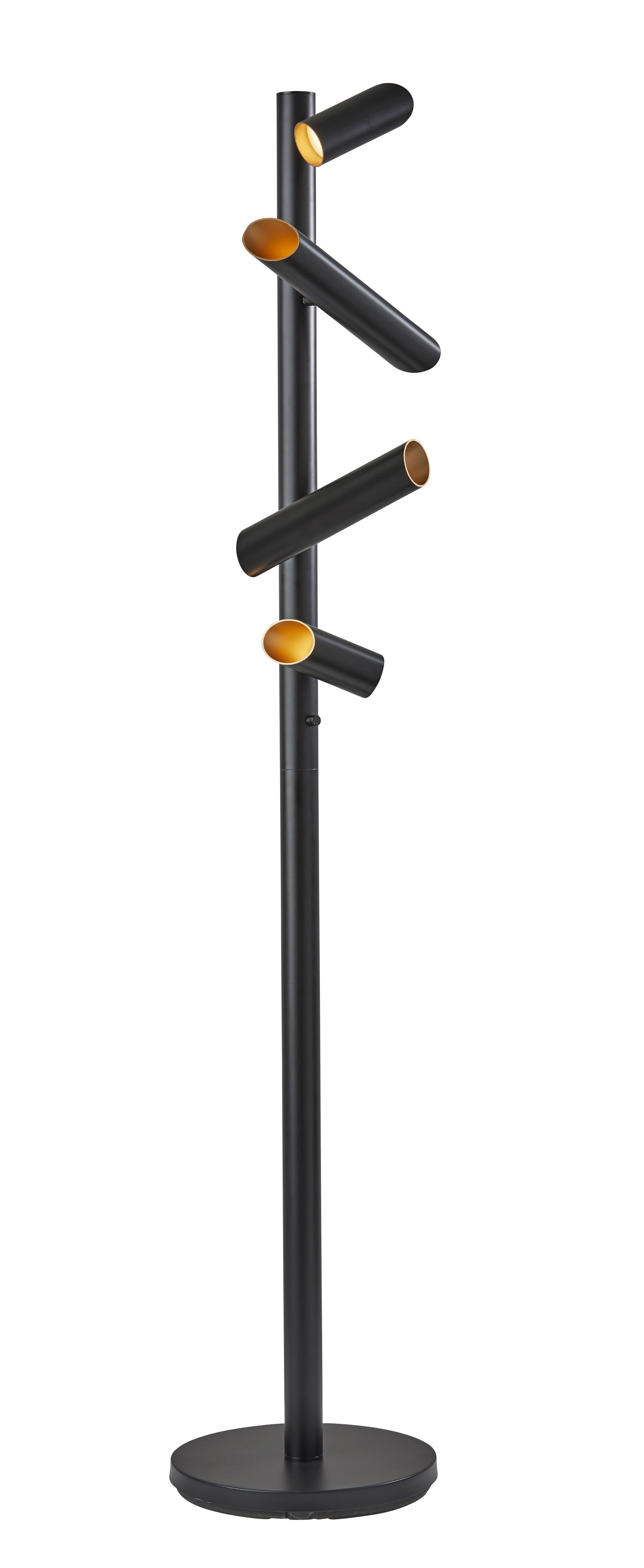 Adjustable Black Metal LED Floor Lamp with Dimmer