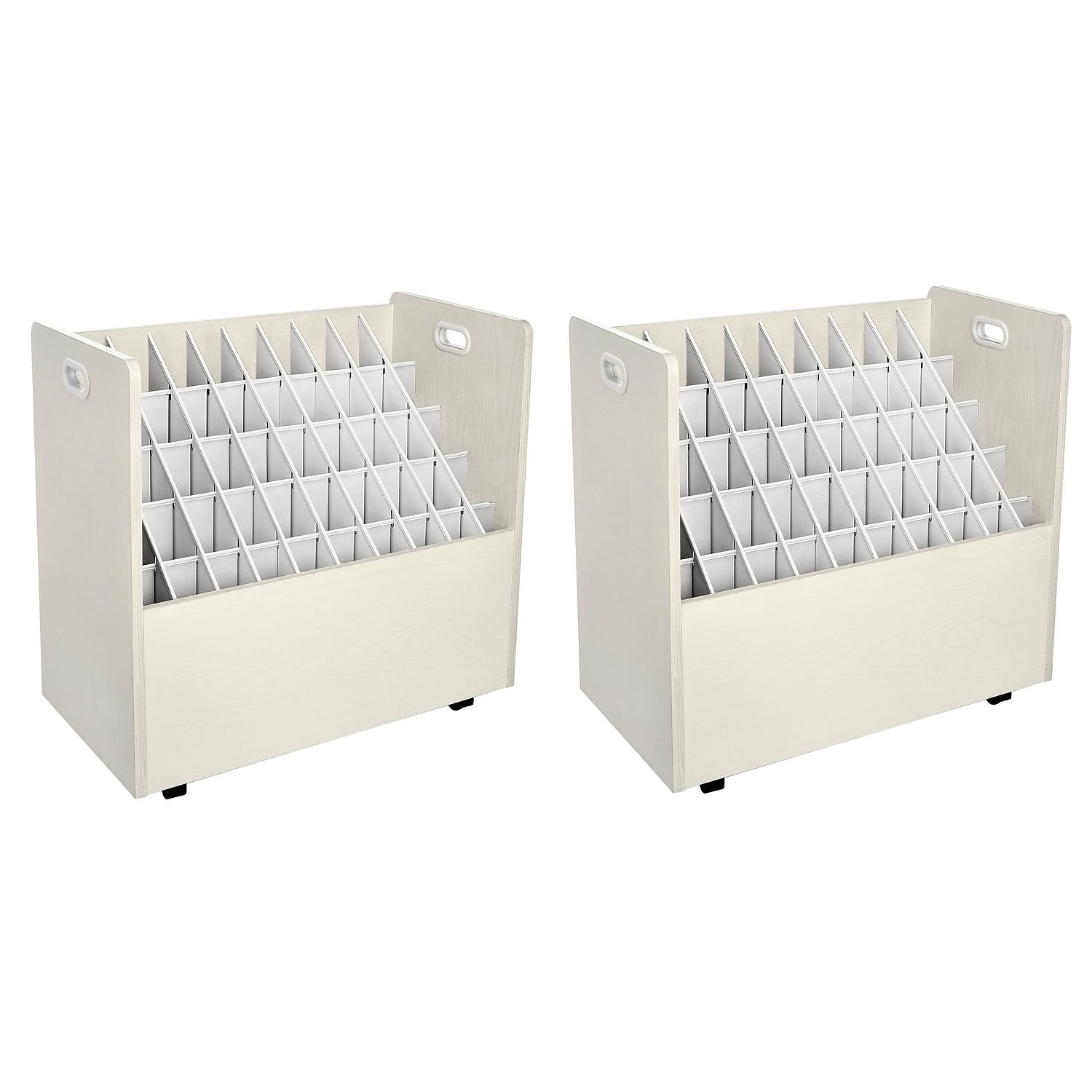 White Mobile Particle Board Roll File Storage Organizer with 50 Compartments