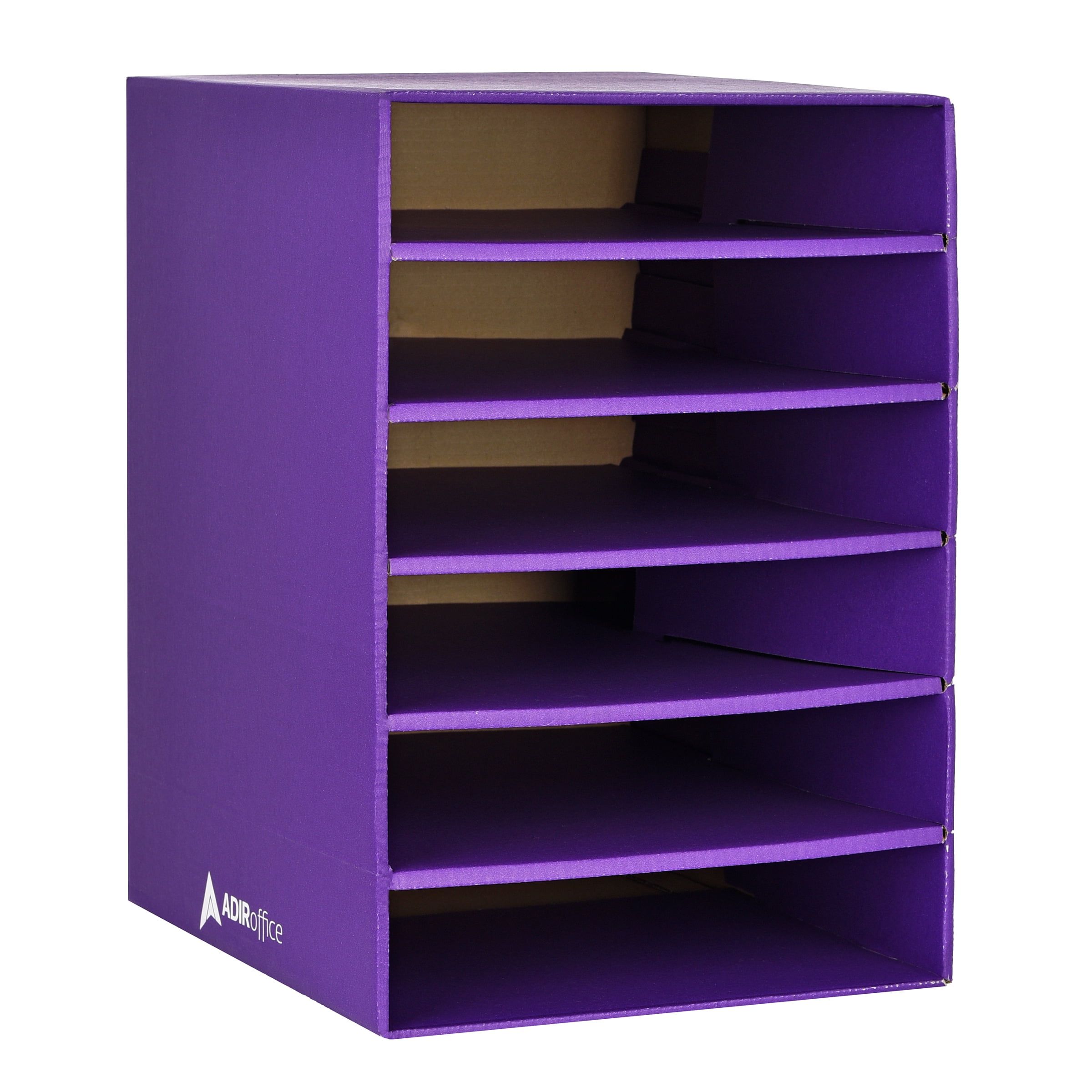 Purple Foldable Corrugated Cardboard 6-Compartment Organizer