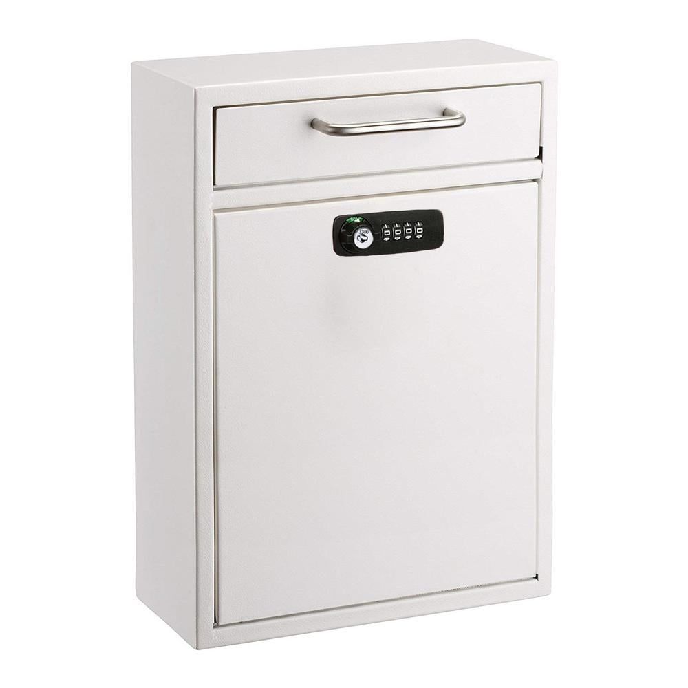 Large White Steel Wall Mount Secure Mailbox with Combination Lock