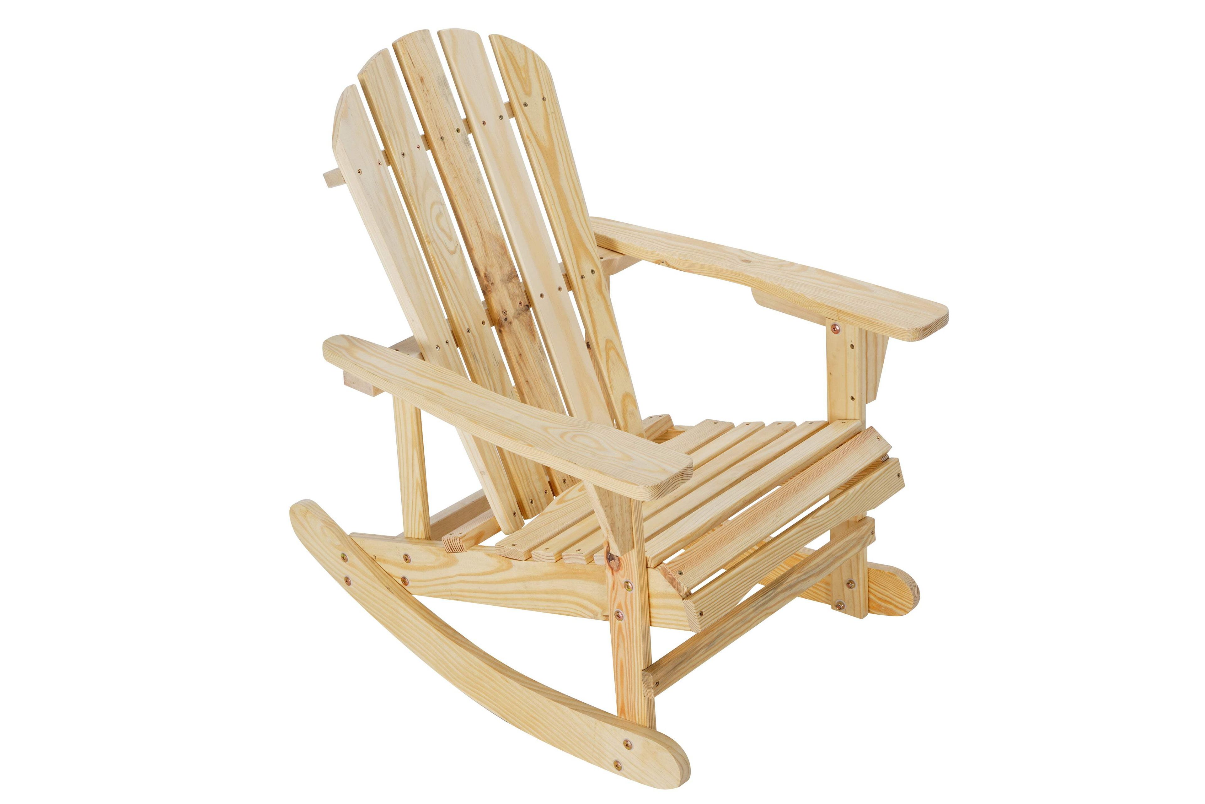 Natural Pine Wood Outdoor Rocking Armchair