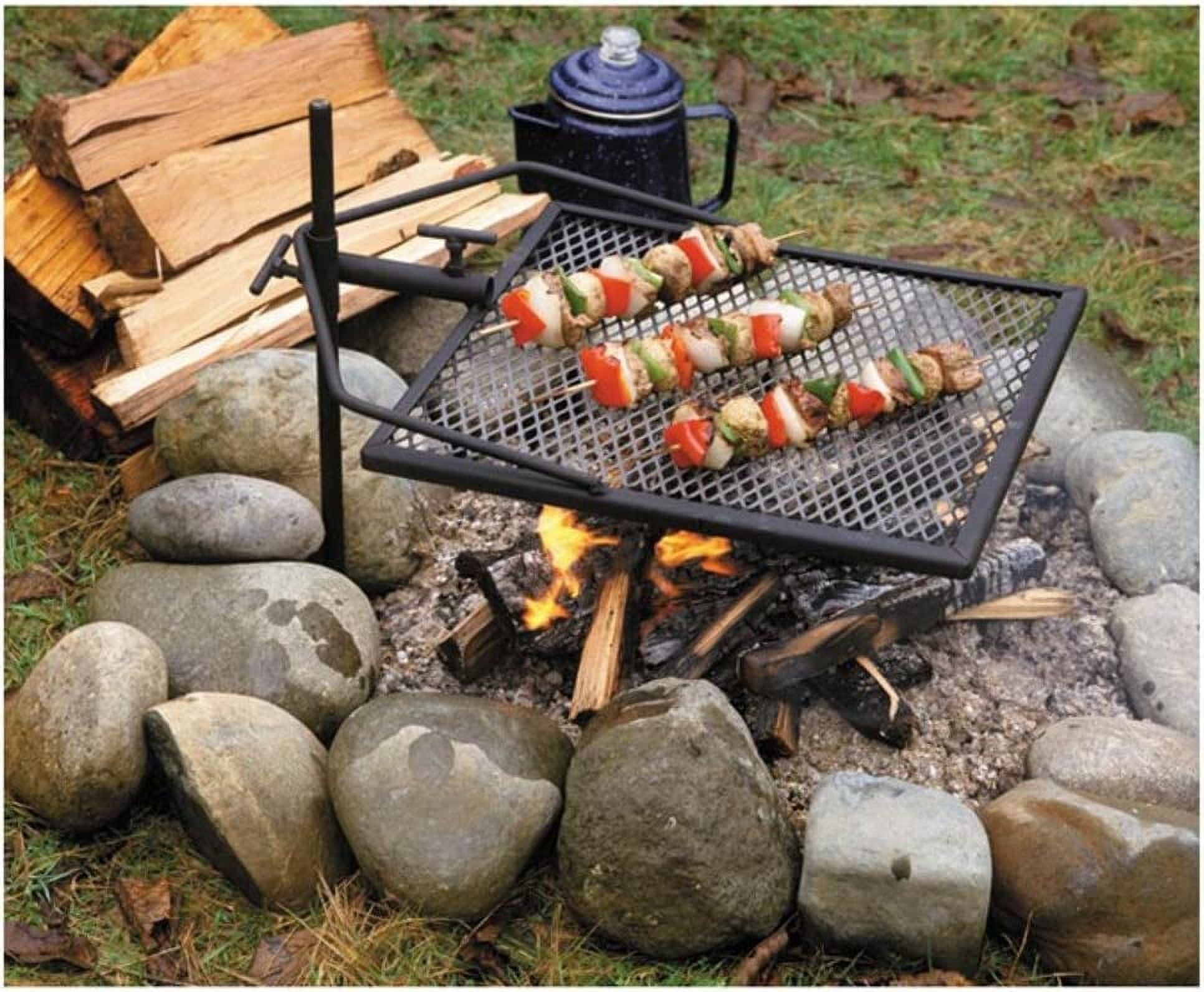 Adjustable Stainless Steel Camping Grill with Foldable Legs