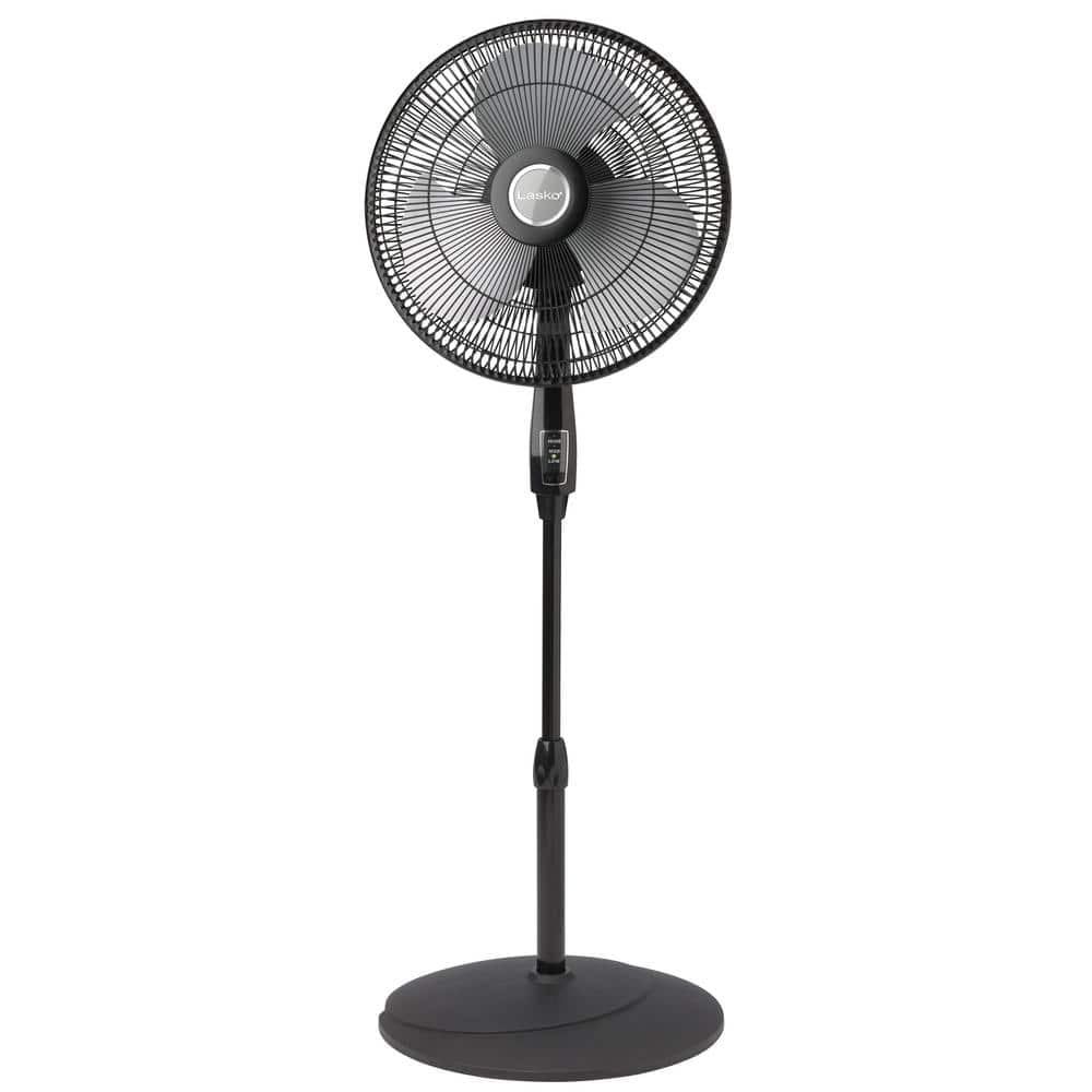 Black Adjustable Height Oscillating Pedestal Fan with Remote Control