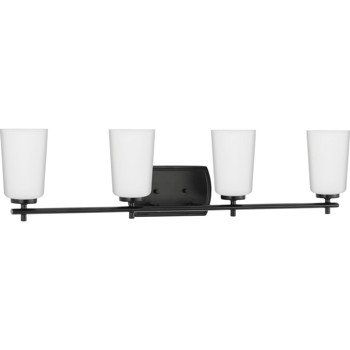 Adley Matte Black 4-Light Vanity Fixture with Opal Glass Shades