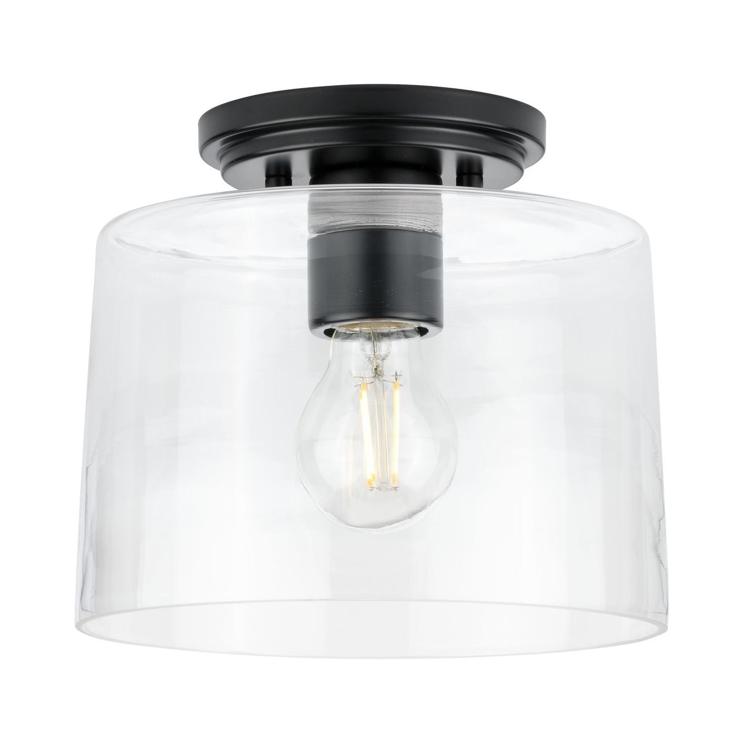 Adley Matte Black and Clear Glass Flush Mount Light