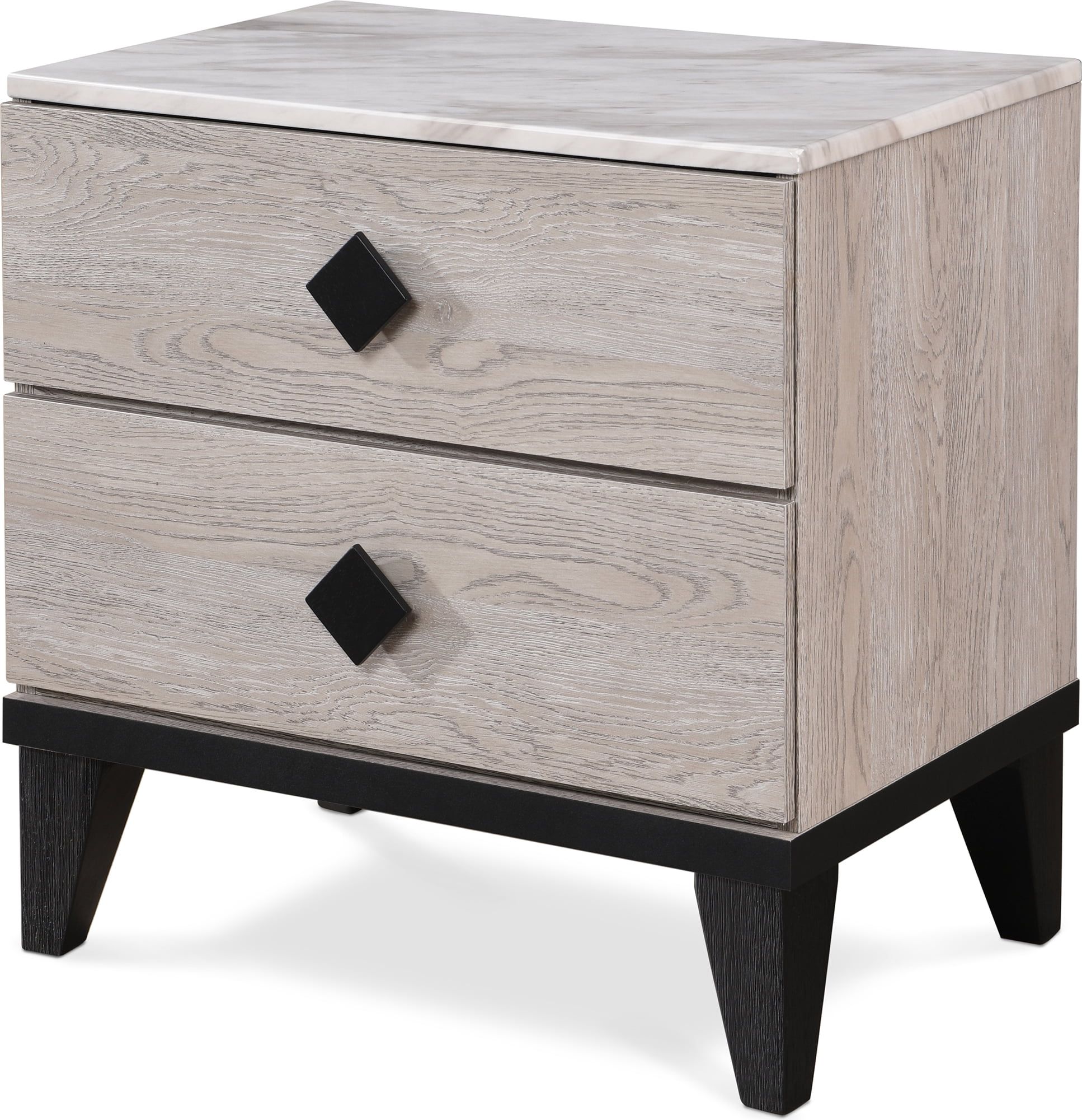 Micah Beige 2-Drawer Nightstand with Marble Print Top