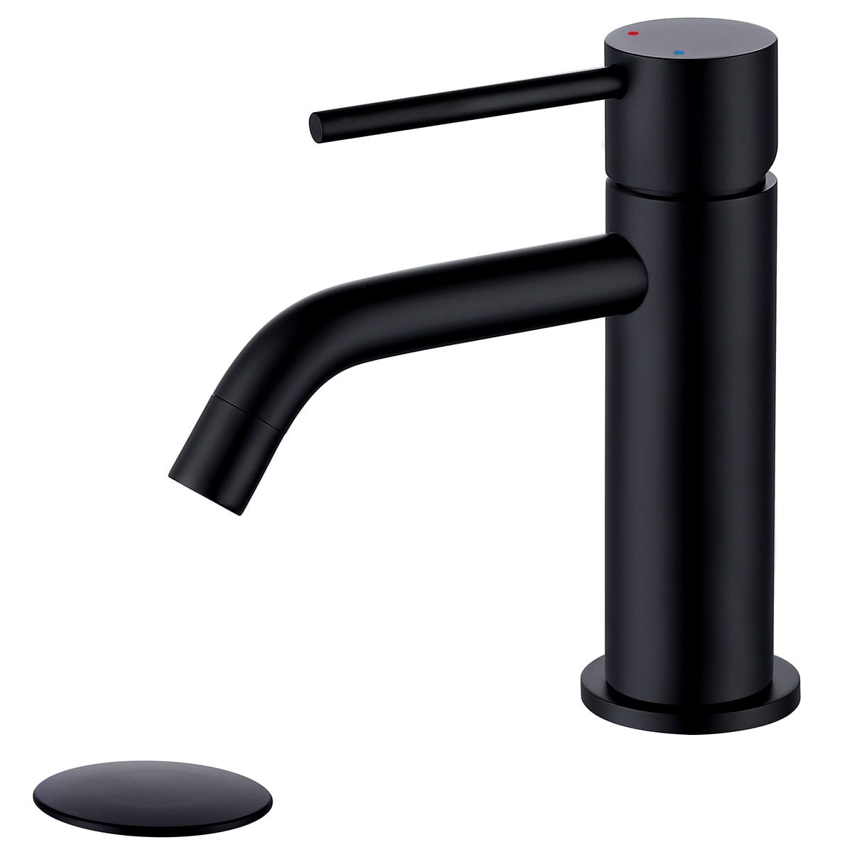 Matte Black Brass Single Hole Bathroom Faucet with Pop-Up Drain