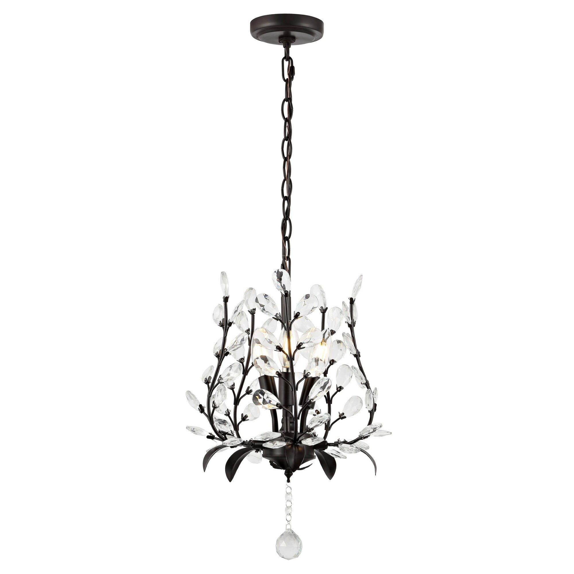 Adoria 12" Oil-Rubbed Bronze Bohemian LED Pendant with Crystal Accents