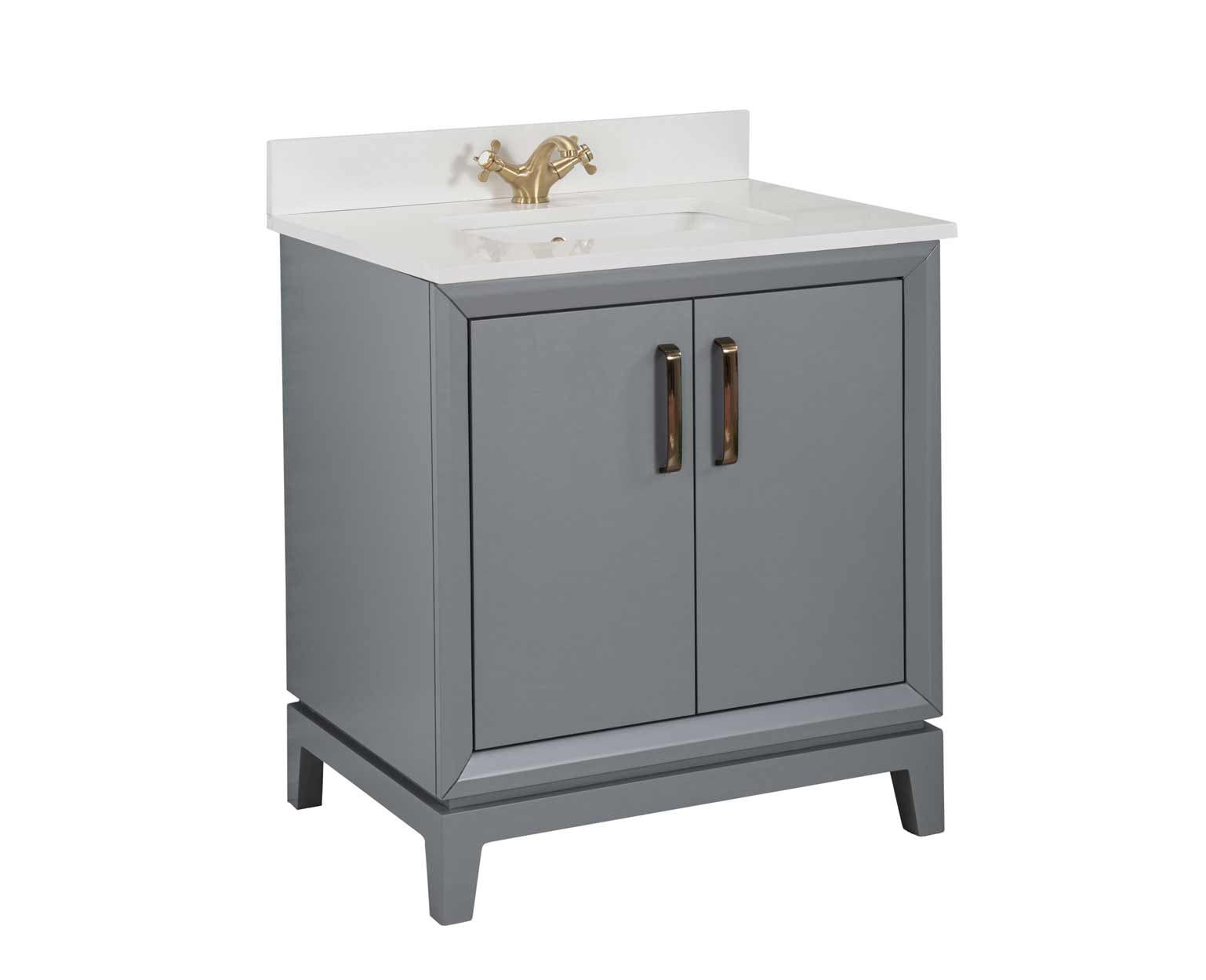 Fabia Dark Gray 30" Bathroom Vanity with Quartz Countertop