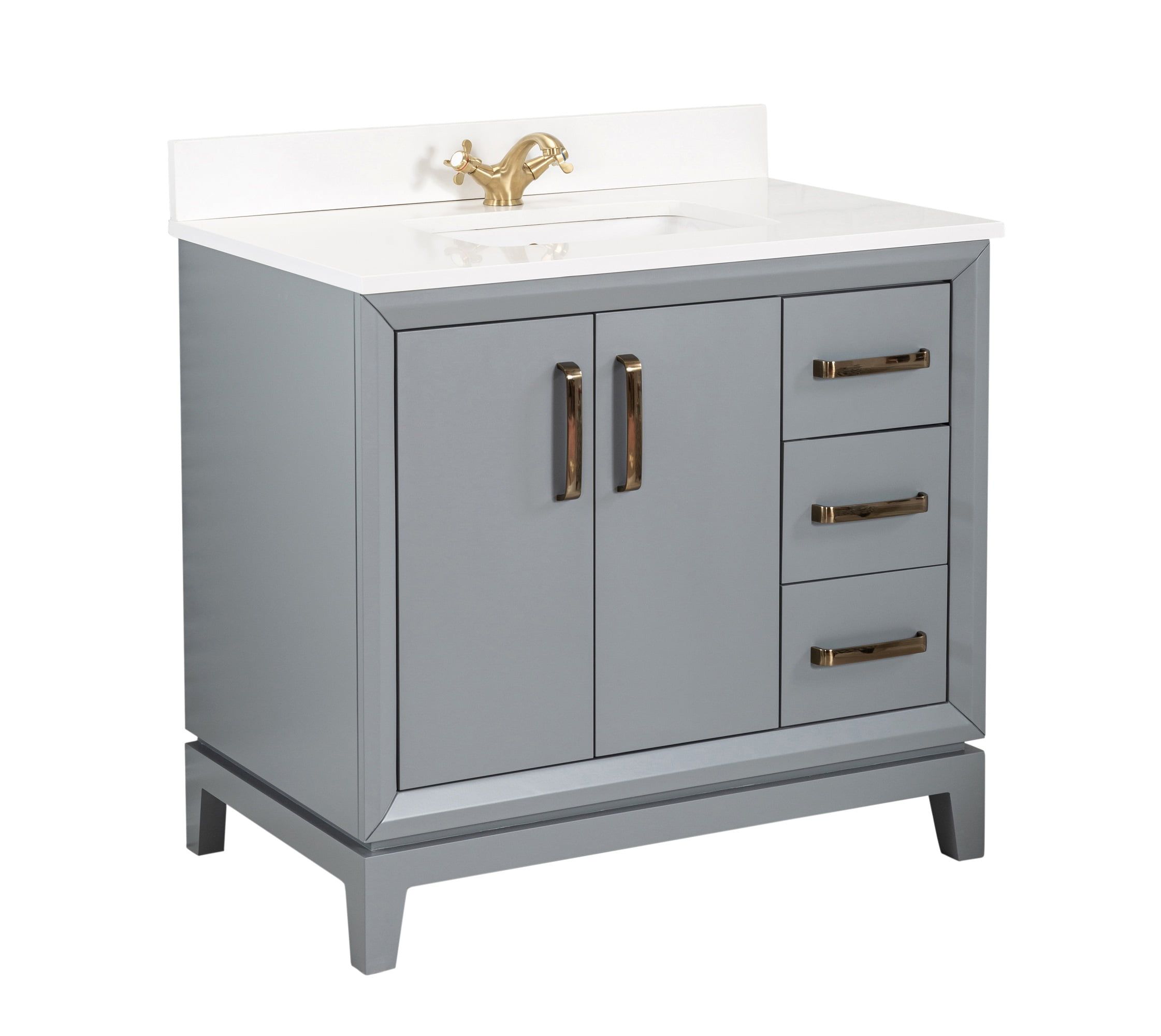 Fabia Dark Gray 36" Bathroom Vanity with Quartz Countertop and Ceramic Sink