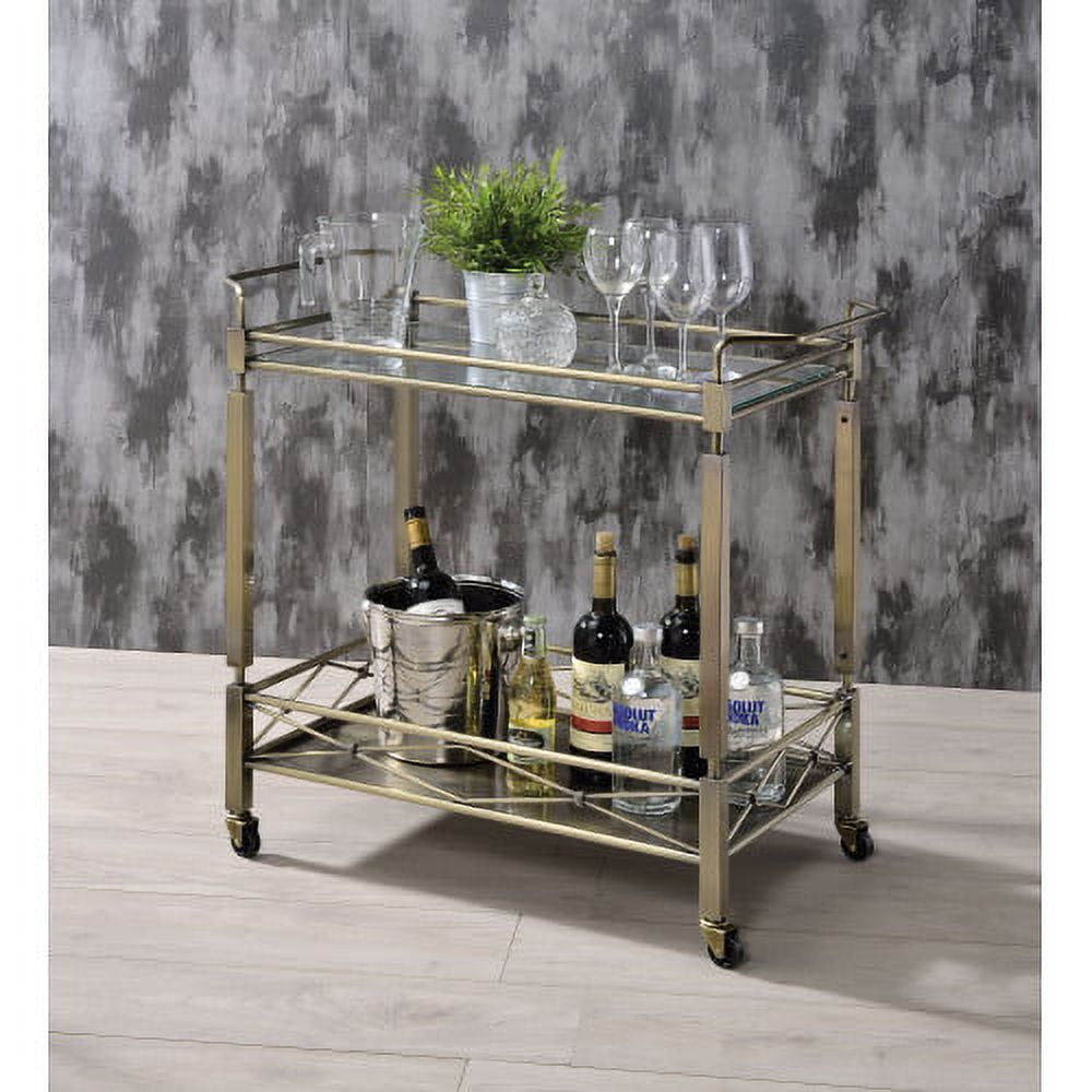 Matiesen Antique Gold and Clear Glass Serving Cart