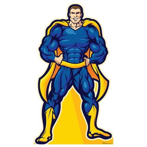 72 x 40 Inch Blue and Yellow Superhero Cardboard Standup