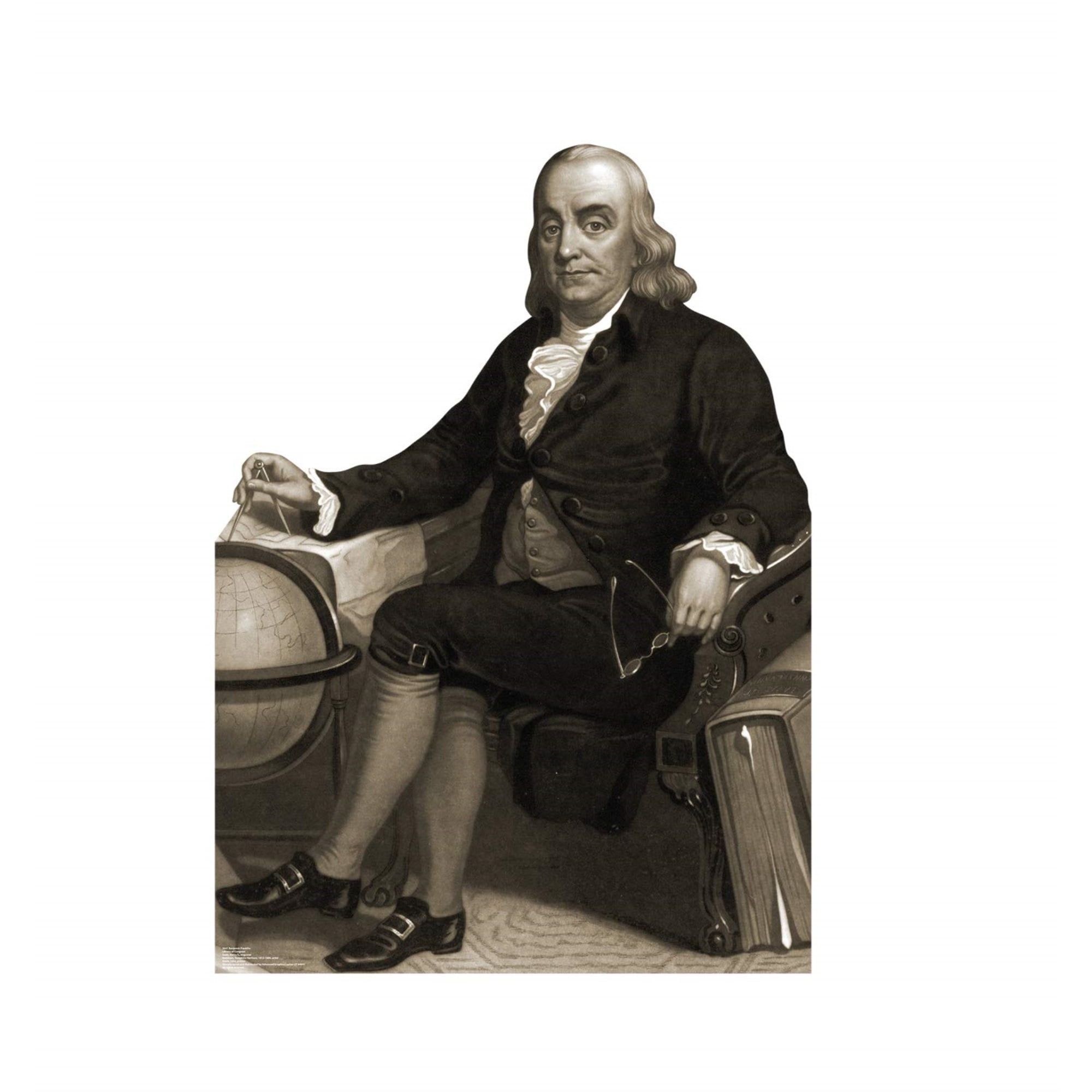 52 x 37 Inch Benjamin Franklin Cardboard Cutout