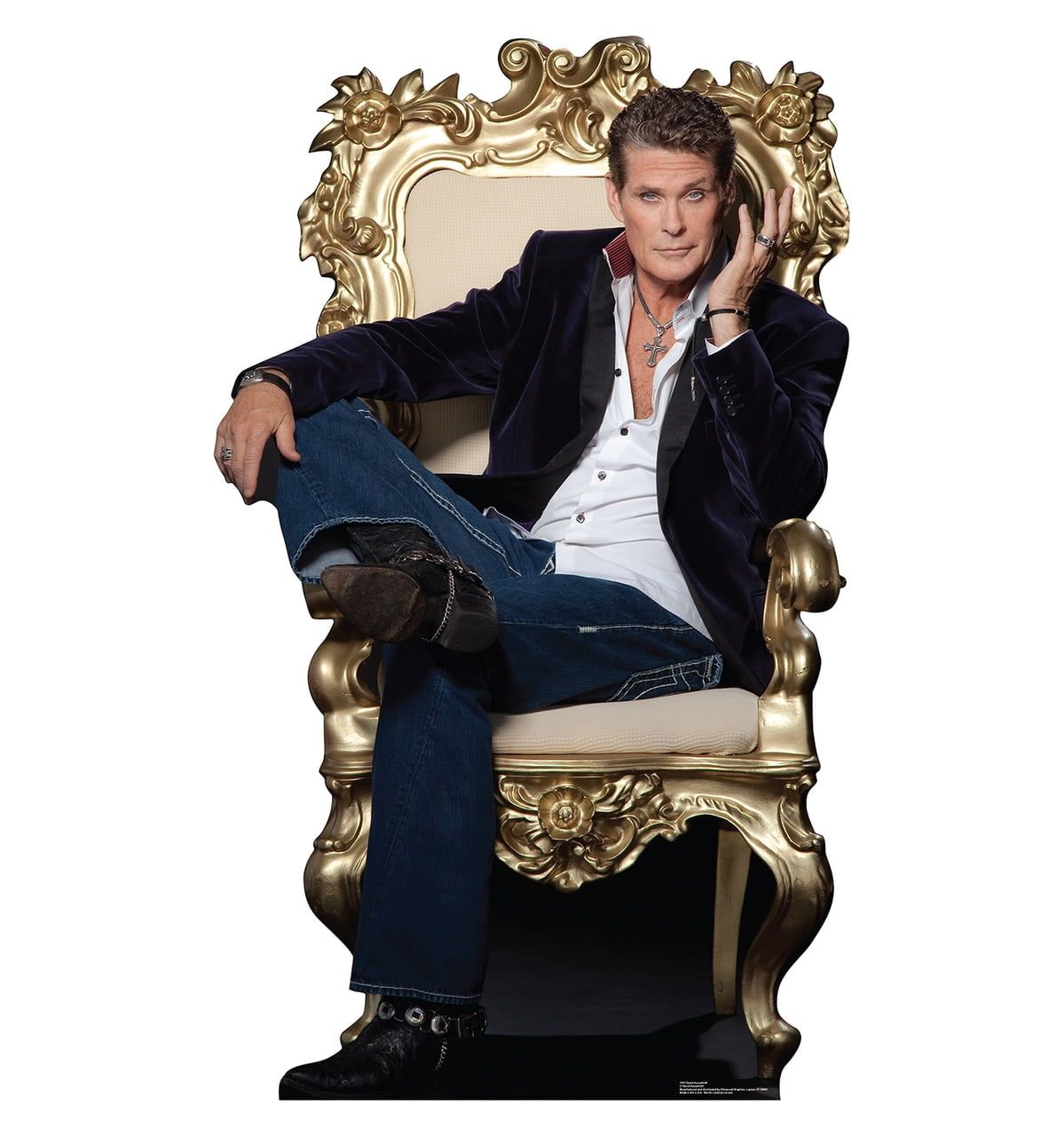 Life-Size David Hasselhoff Cardboard Cutout in Ornate Chair