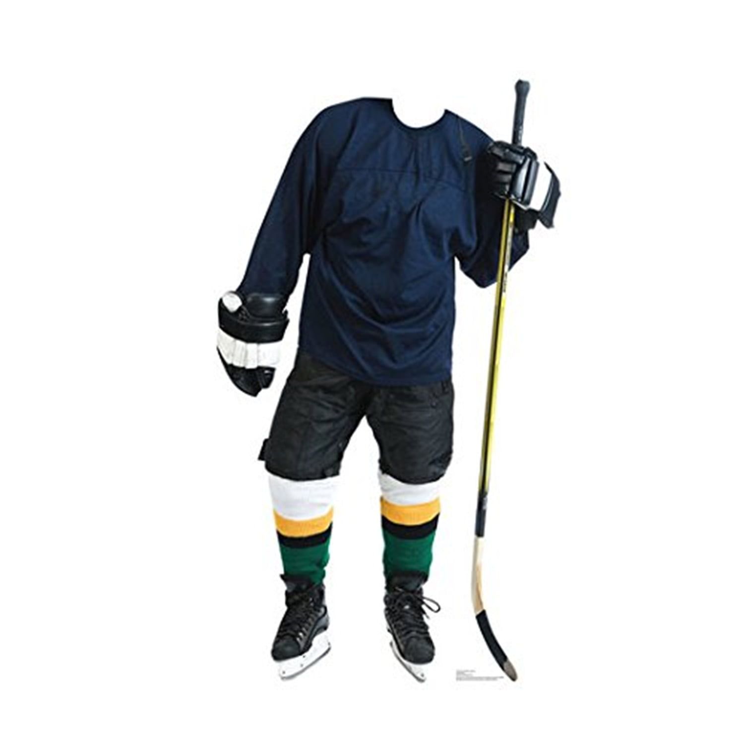 Life-Size Hockey Player Cardboard Stand-In with Stick