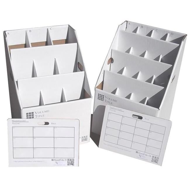 White Corrugated Cardboard 16 Slot Document Storage Organizer