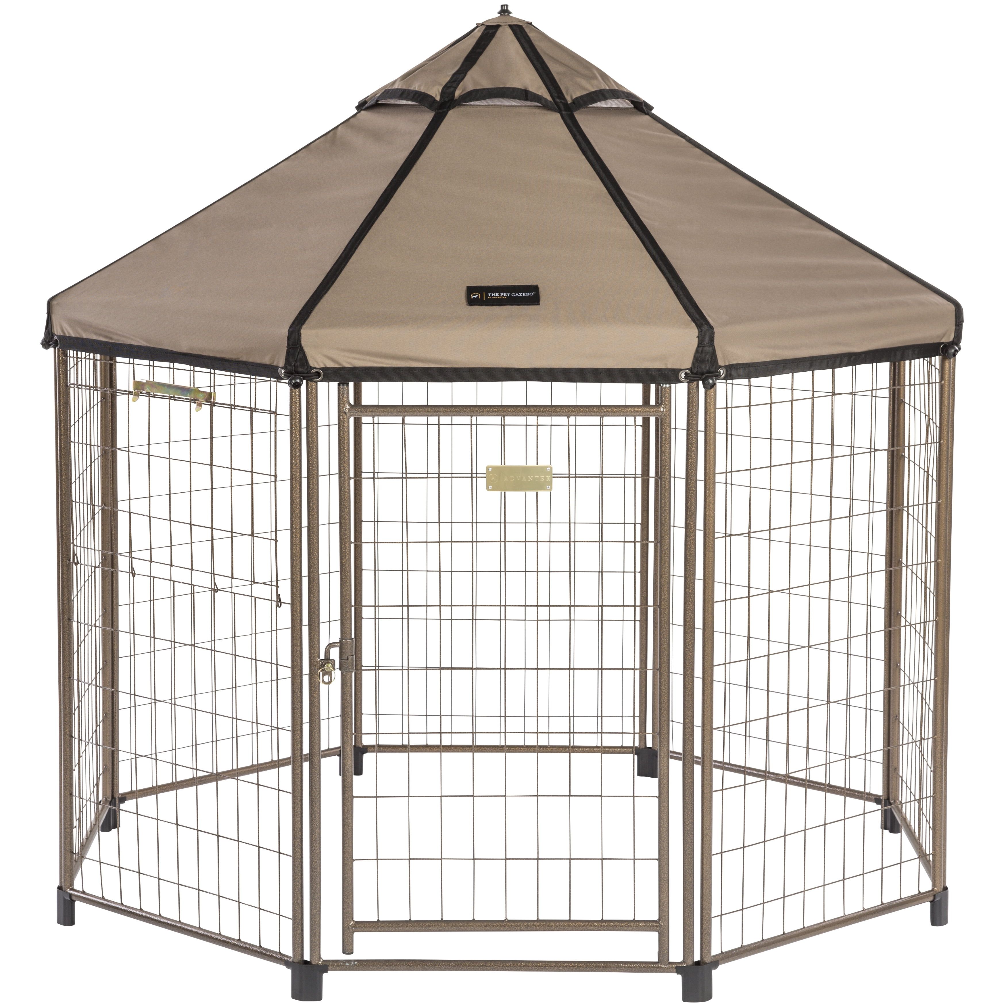 Brown Metal Pet Gazebo with Reversible Canopy Cover