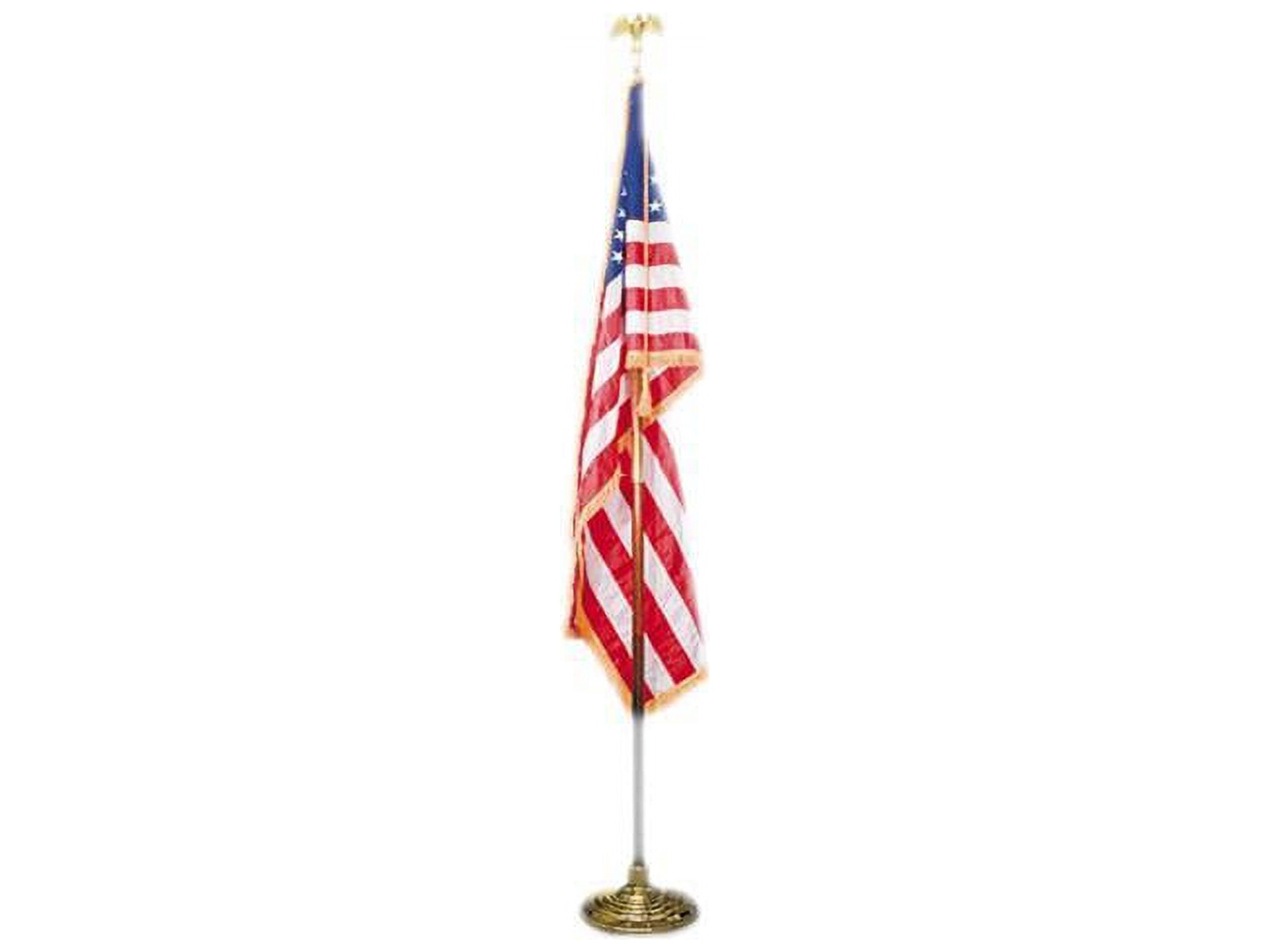 Deluxe 60" x 36" U.S. Flag with Oak Staff and Gold Fringe