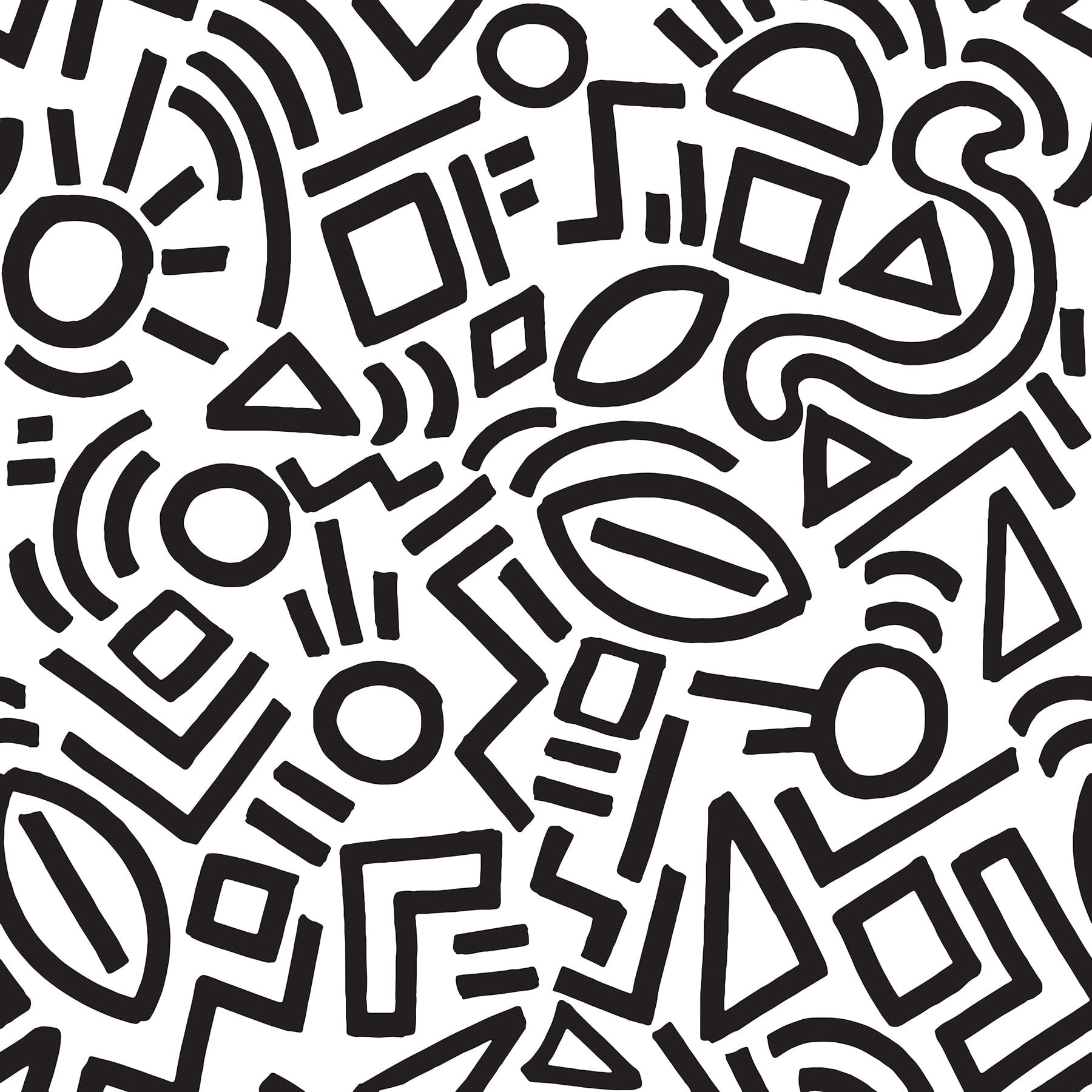 Black and White Abstract Doodle Peel & Stick Wallpaper