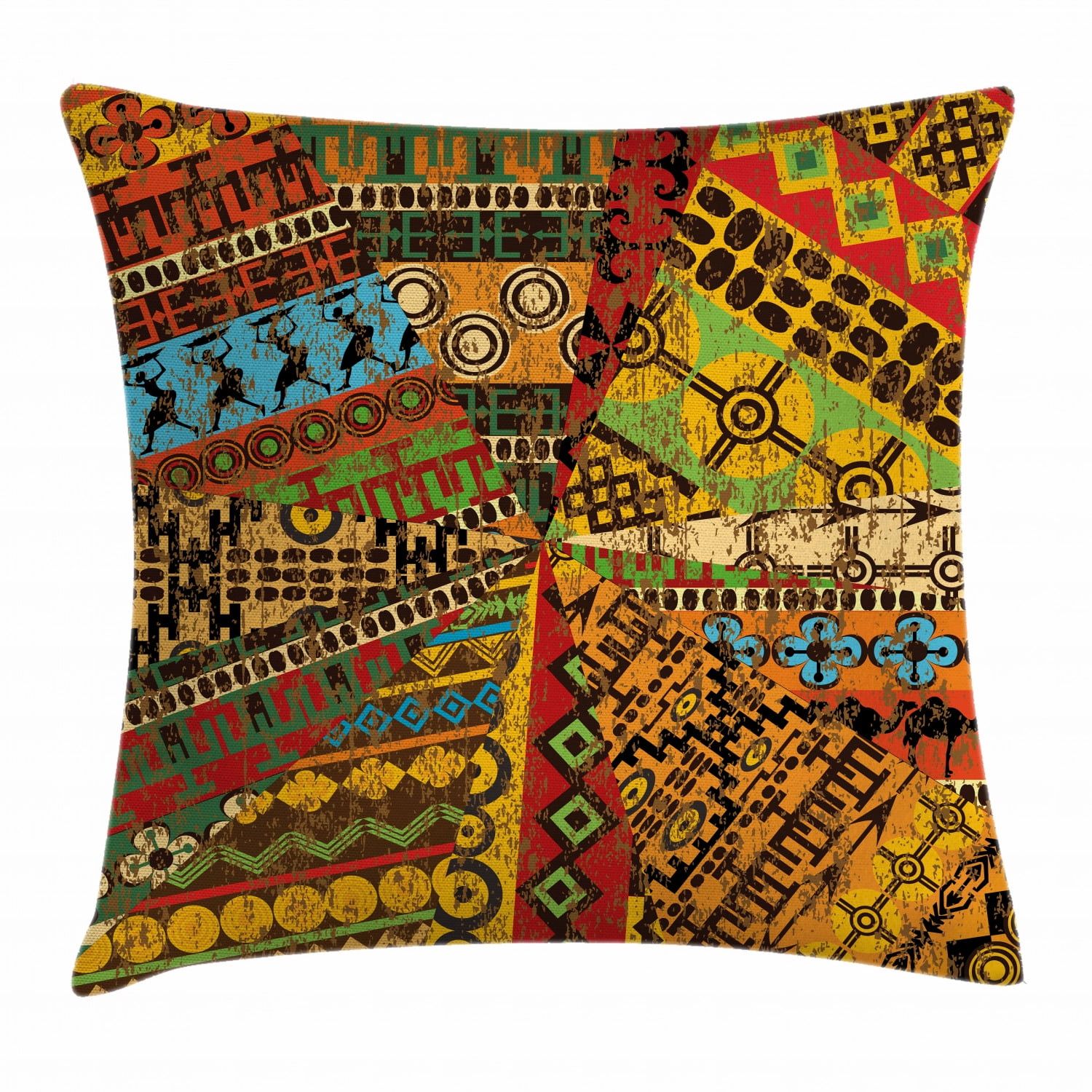 Multicolor Geometric Ethnic Motif Polyester Throw Pillow