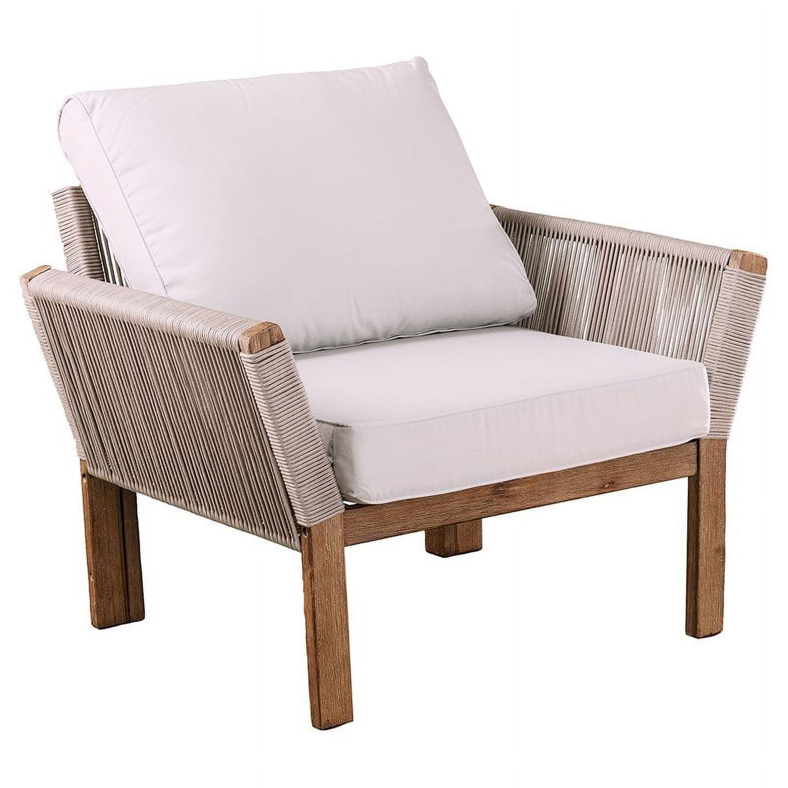 Cozy Haven Natural Acacia & Wicker Outdoor Chair with Plush Cushions