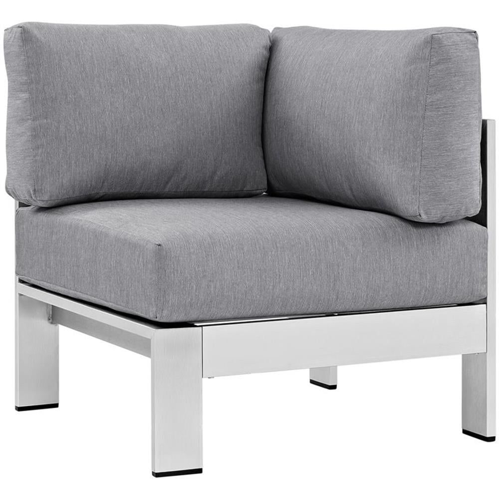 Silver Gray Aluminum Outdoor Corner Sofa with Cushions