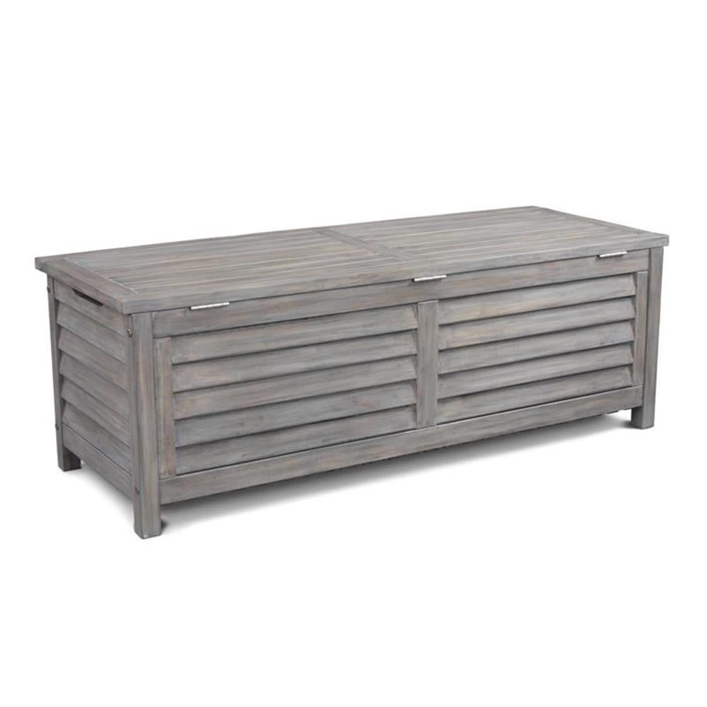 Gray Acacia Wood Outdoor Deck Box with Teak Finish