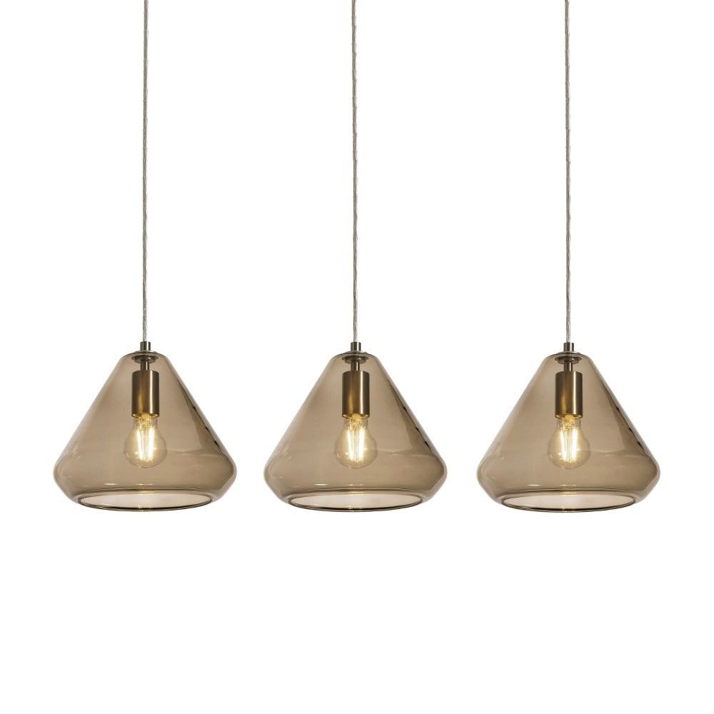 Sleek Satin Nickel Linear 3-Light Indoor/Outdoor Pendant