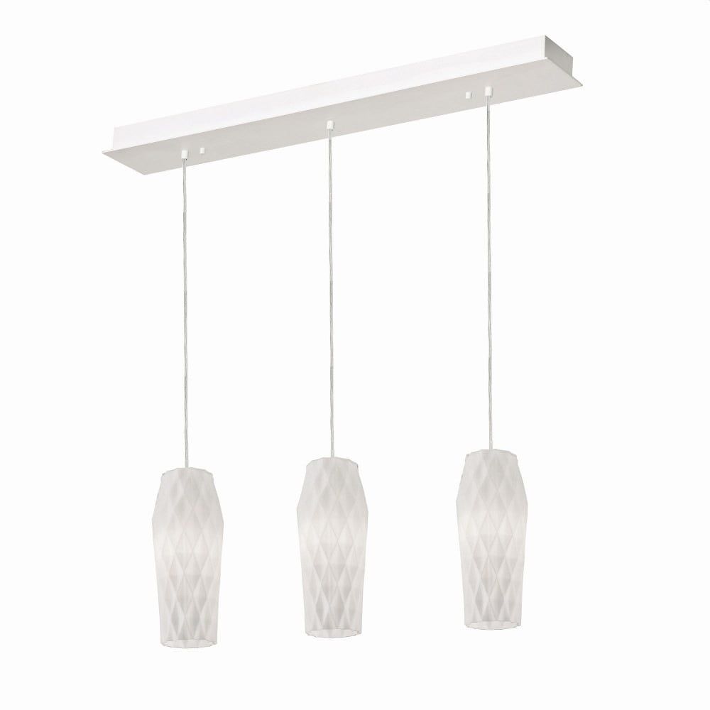 Satin Nickel 36" Triple Pendant Light with Glass Shades