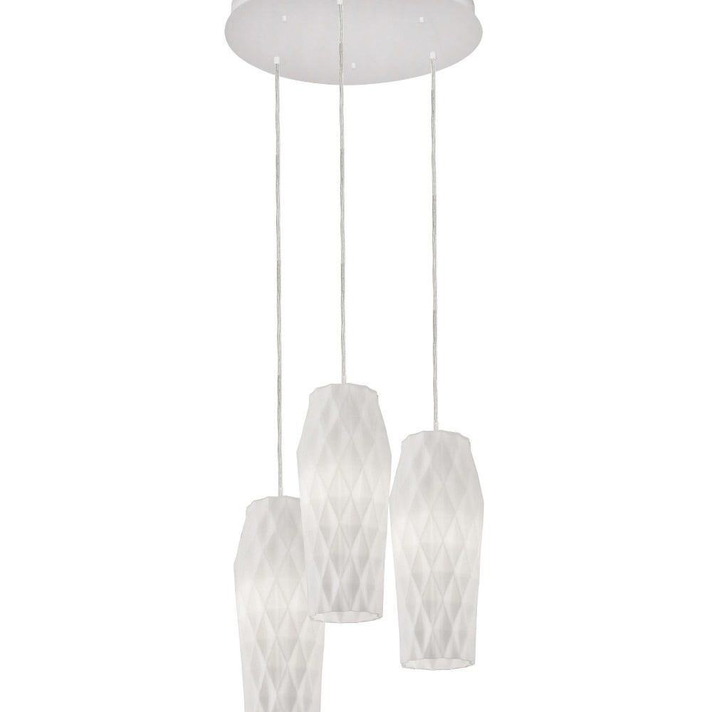 Candace Satin Nickel 3-Light Pendant with Glass Shades